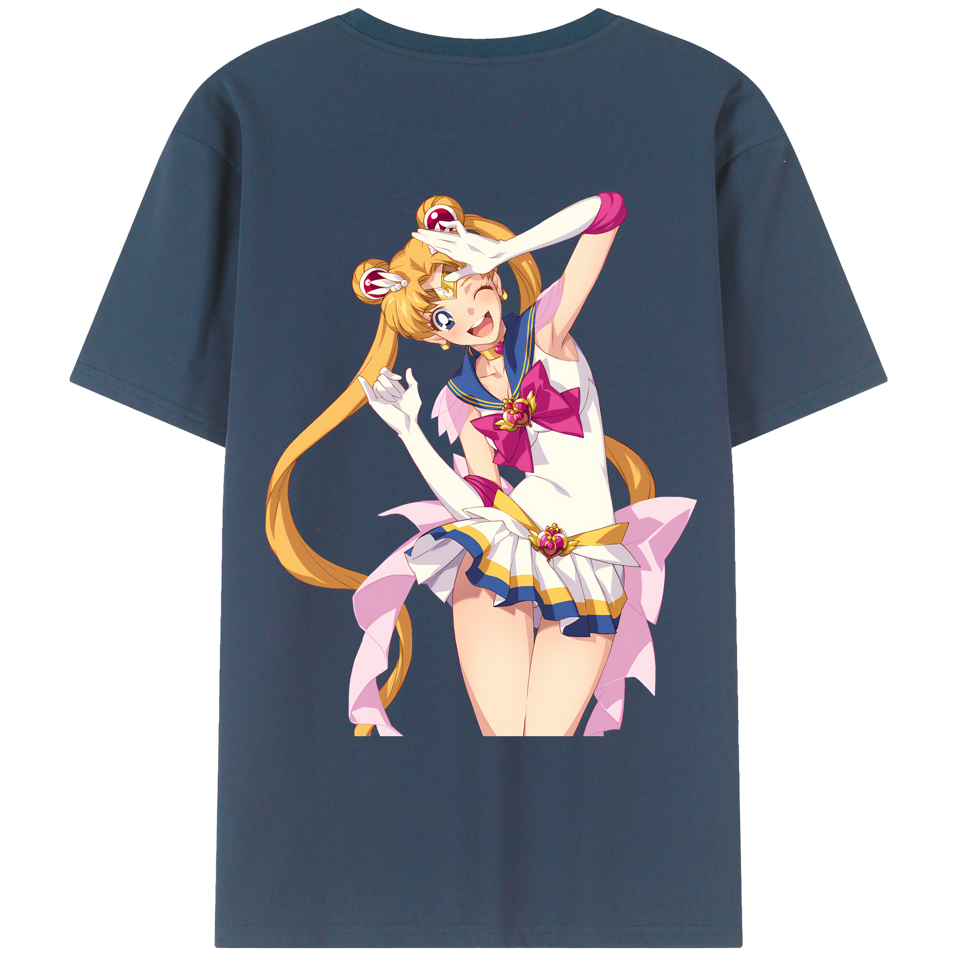 （画像用） 美少女戦士セーラームーン 月野 うさぎ つきの うさぎ Sailor Moon Tsukino Usagi 綿100％ メンズ半袖Tシャツ（バックプリント） 通気性