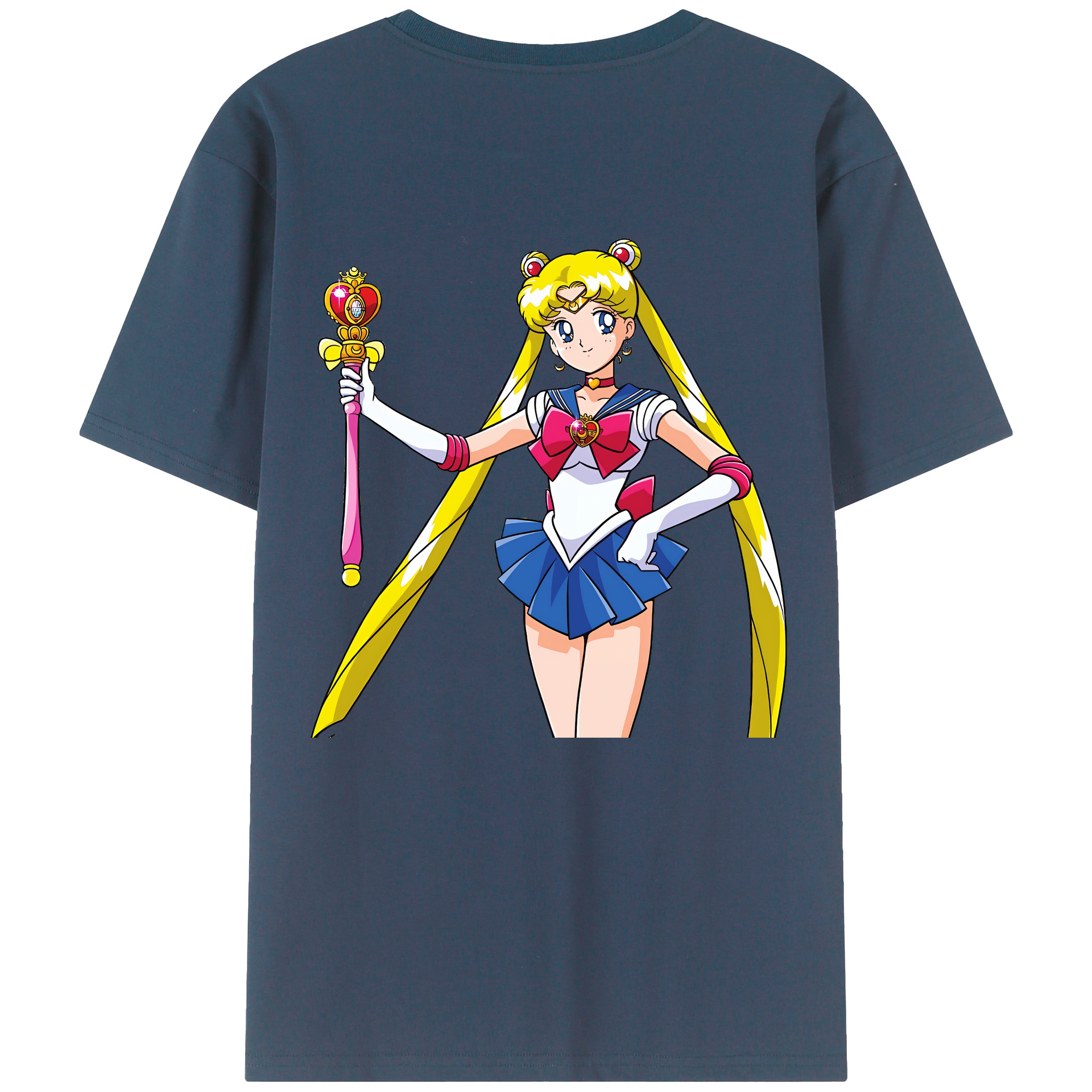 （画像用） 美少女戦士セーラームーン 月野 うさぎ つきの うさぎ Sailor Moon Tsukino Usagi 綿100％ メンズ半袖Tシャツ（バックプリント） 通気性