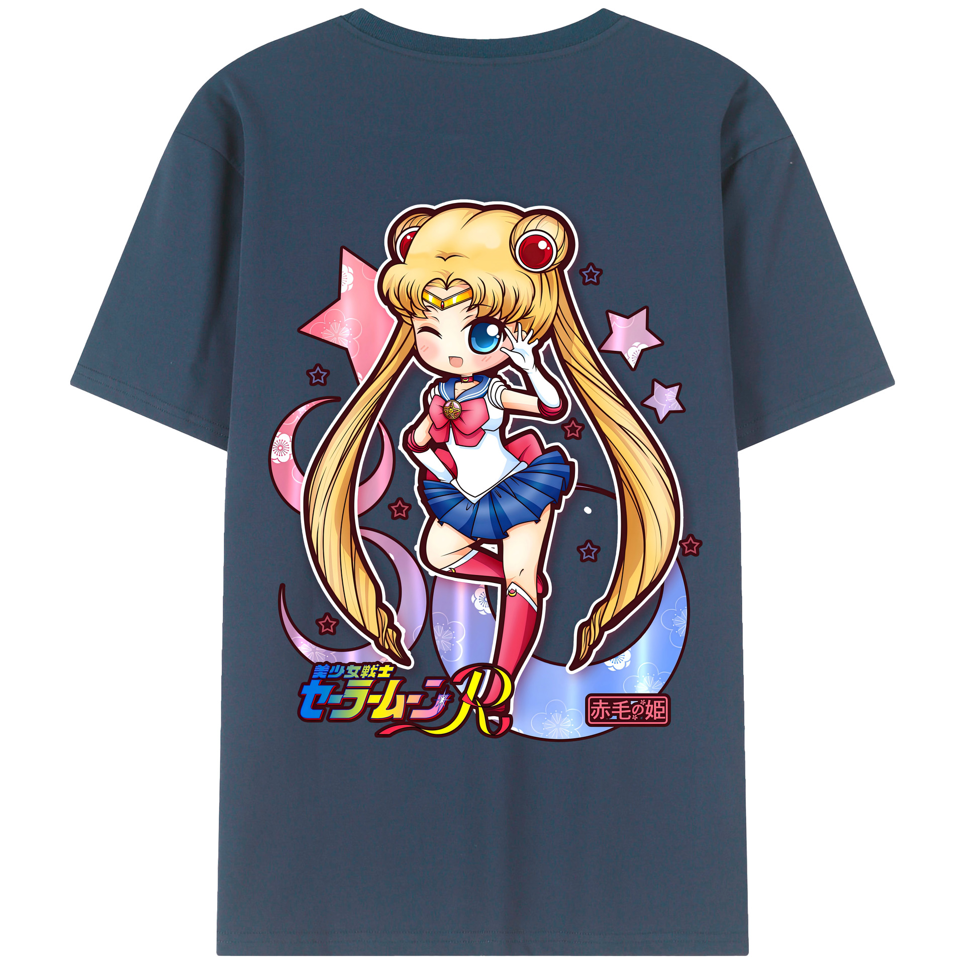 （画像用） 美少女戦士セーラームーン 月野 うさぎ つきの うさぎ Sailor Moon Tsukino Usagi 綿100％ メンズ半袖Tシャツ（バックプリント） 通気性