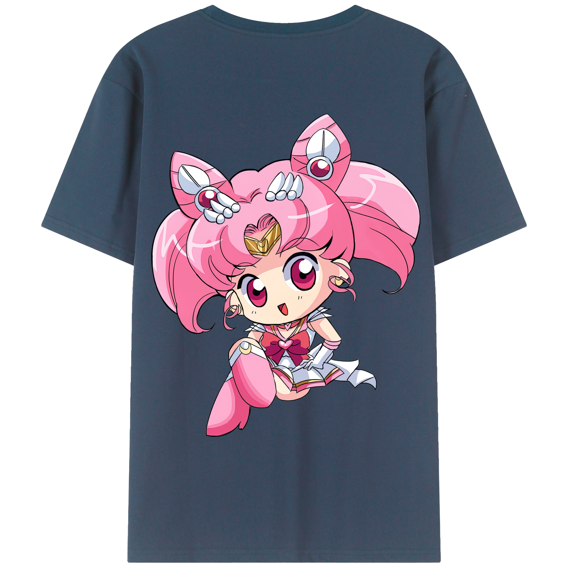 （画像用） 美少女戦士セーラームーン ちびうさ Sailor Moon Chibiusa Tsukino Usagi Small Lady Serenity 綿100％ メンズ半袖Tシャツ（バックプリント） 通気性
