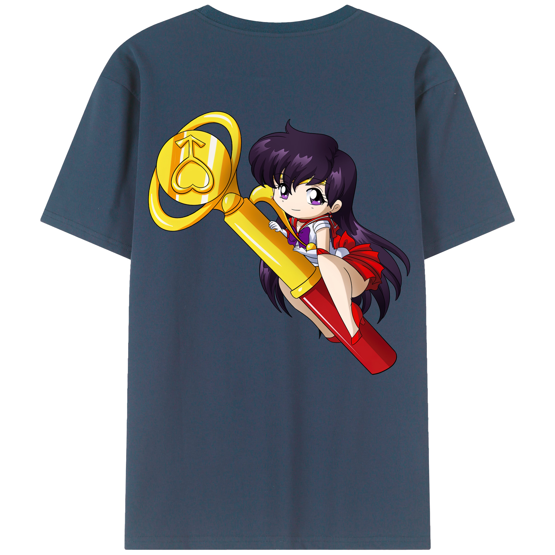 （画像用） 美少女戦士セーラームーン 火野レイ ひの レイ Sailor Moon Hino Rei （セーラーマーズ,Sailor Mars） 綿100％ メンズ半袖Tシャツ（バックプリント） 通気性