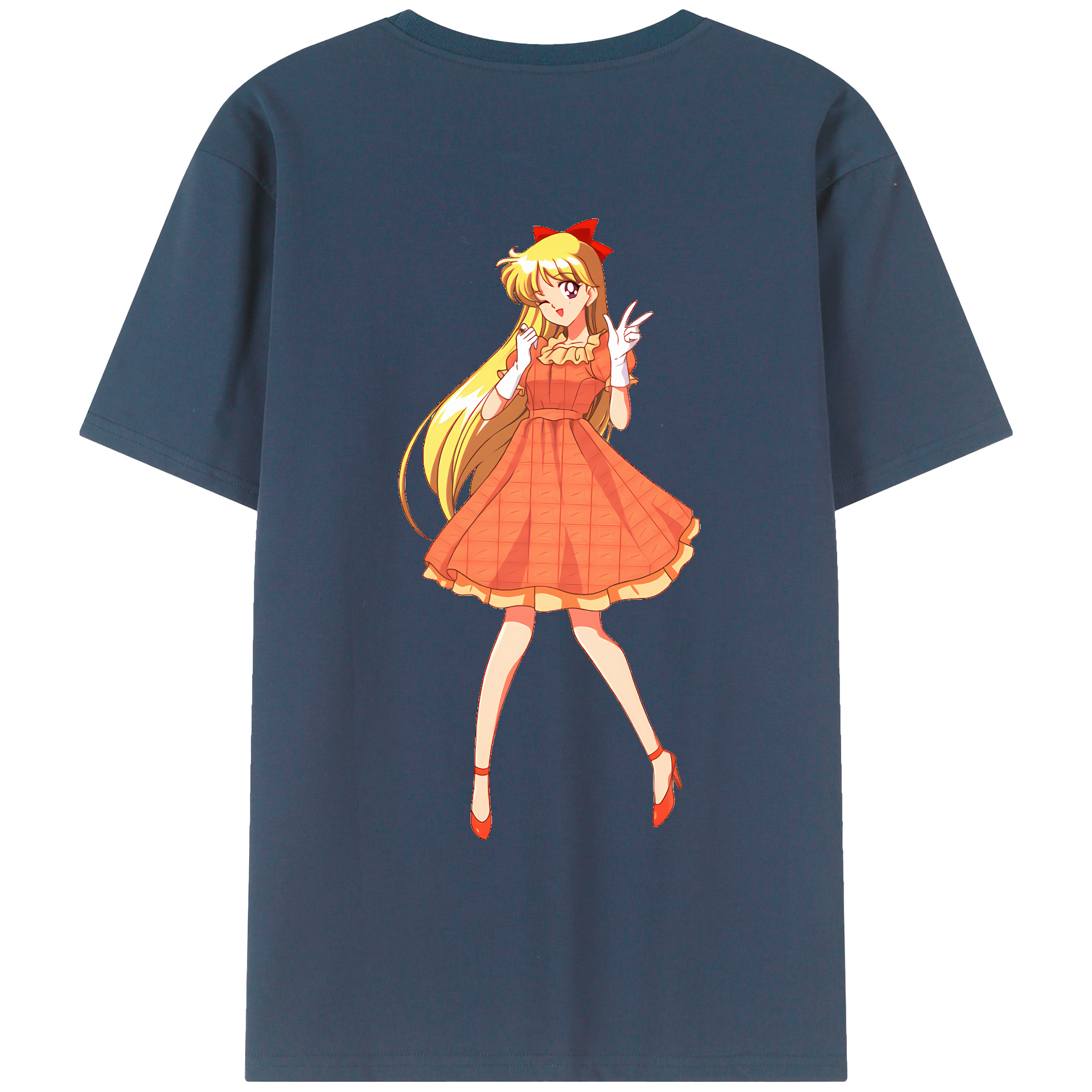 （画像用） 美少女戦士セーラームーン 愛野 美奈子 あいの みなこ Sailor Moon Aino Minako 綿100％ メンズ半袖Tシャツ（バックプリント） 通気性