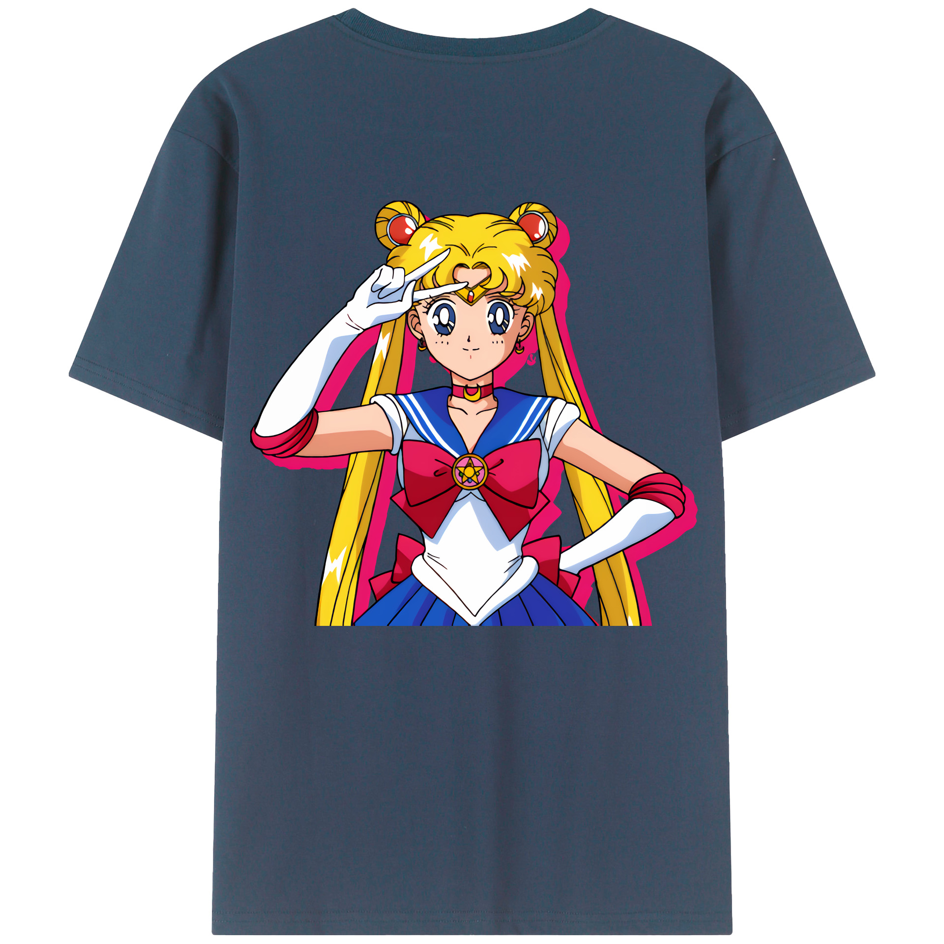 （画像用） 美少女戦士セーラームーン 月野 うさぎ つきの うさぎ Sailor Moon Tsukino Usagi 綿100％ メンズ半袖Tシャツ（バックプリント） 通気性