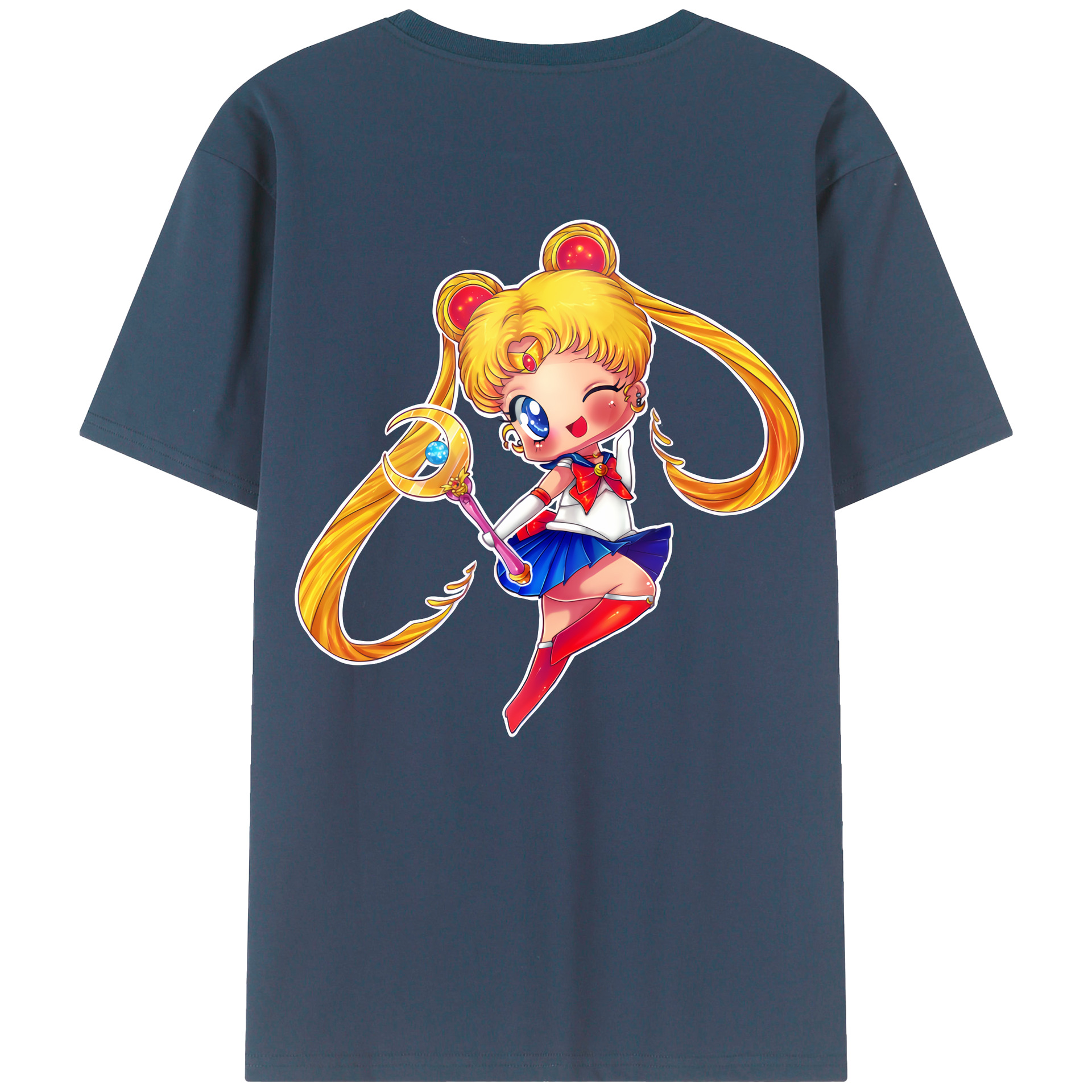 （画像用） 美少女戦士セーラームーン 月野 うさぎ つきの うさぎ Sailor Moon Tsukino Usagi 綿100％ メンズ半袖Tシャツ（バックプリント） 通気性