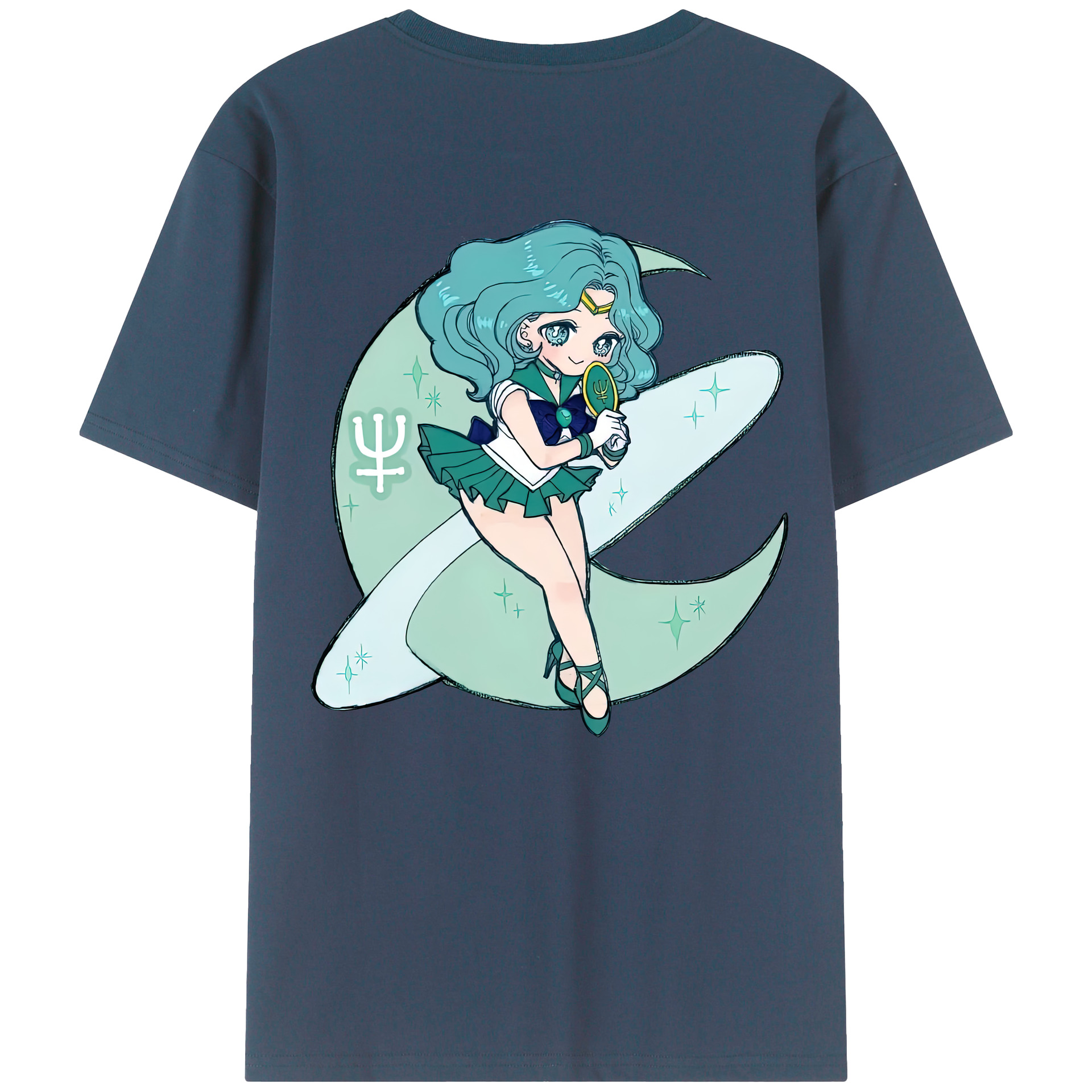 （画像用） 美少女戦士セーラームーン 海王 みちる（かいおう みちる） Sailor Moon Kaiou Michiru 綿100％ メンズ半袖Tシャツ（バックプリント） 通気性