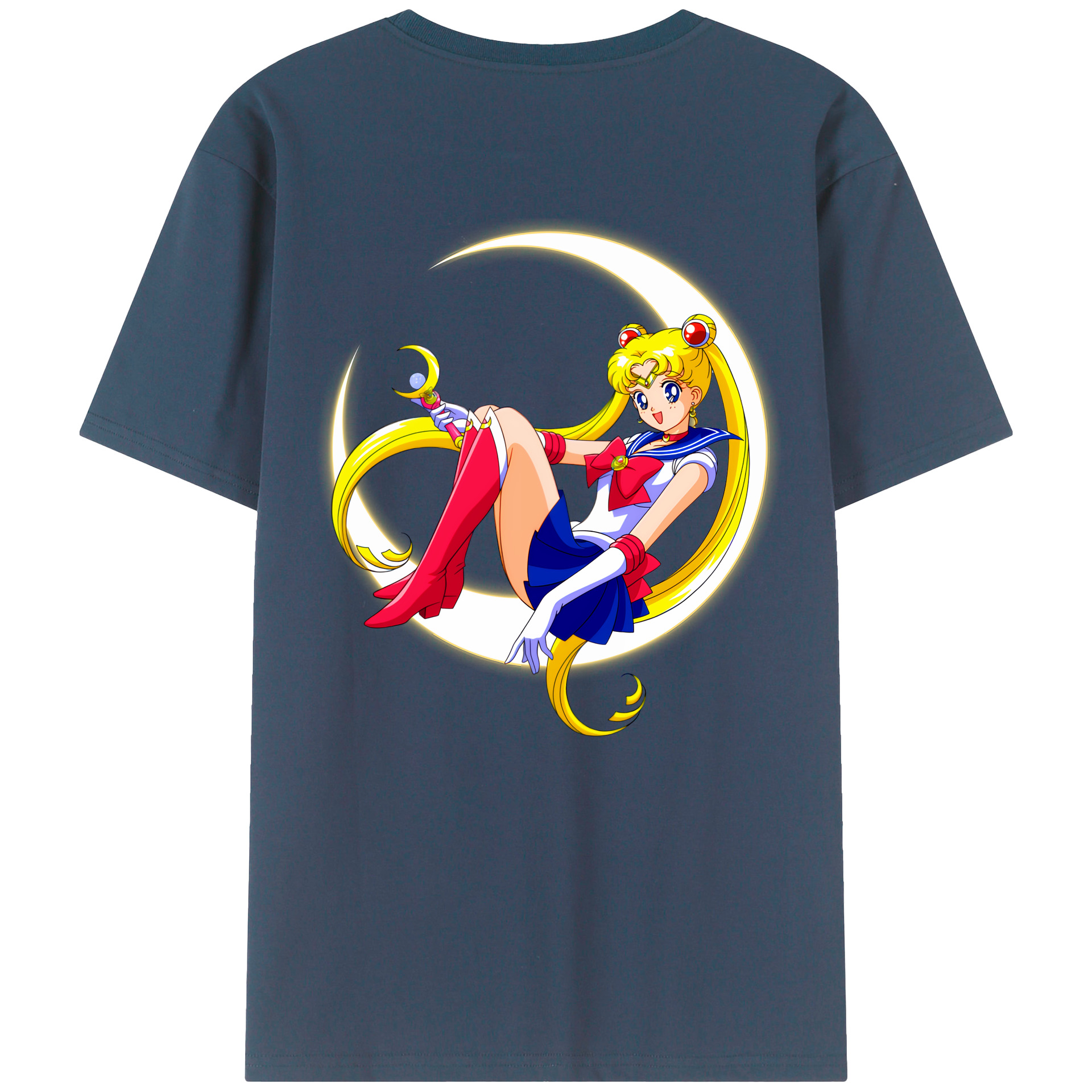 （画像用） 美少女戦士セーラームーン 月野 うさぎ つきの うさぎ Sailor Moon Tsukino Usagi 綿100％ メンズ半袖Tシャツ（バックプリント） 通気性