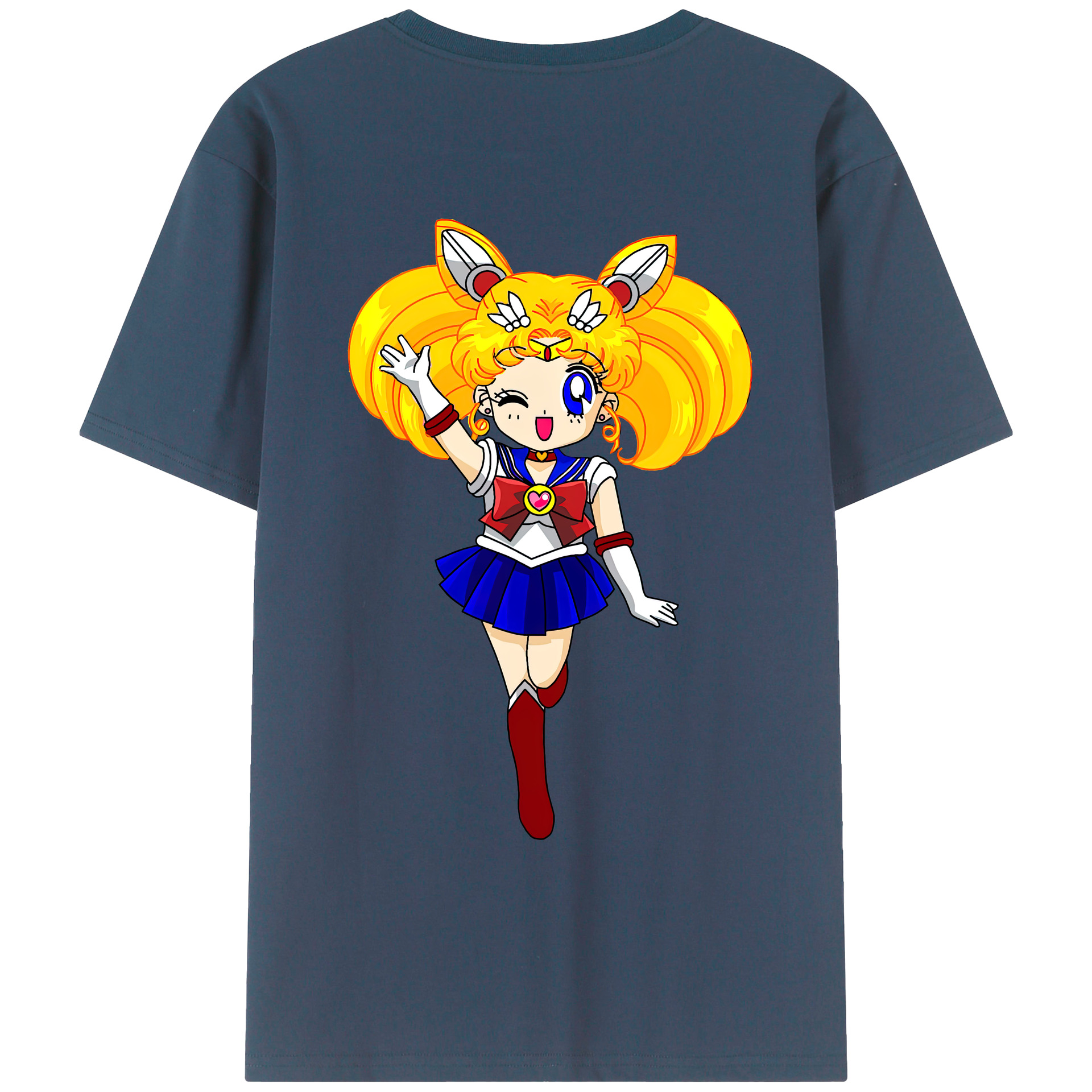 （画像用） 美少女戦士セーラームーン 月野 うさぎ つきの うさぎ Sailor Moon Tsukino Usagi 綿100％ メンズ半袖Tシャツ（バックプリント） 通気性