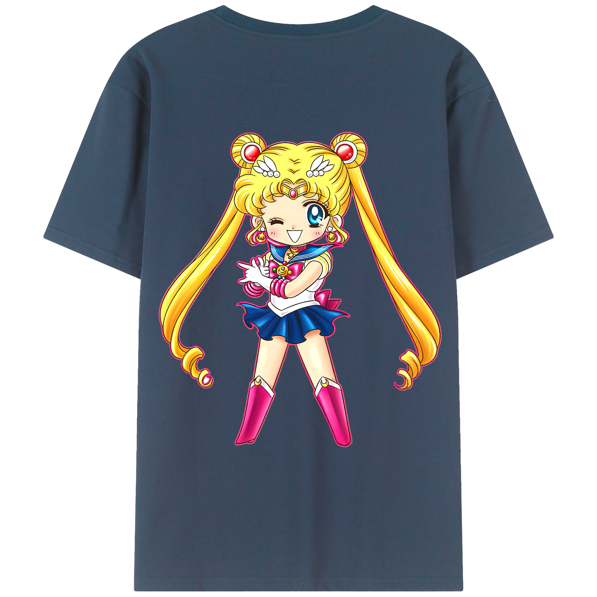 （画像用） 美少女戦士セーラームーン 月野 うさぎ つきの うさぎ Sailor Moon Tsukino Usagi 綿100％ メンズ半袖Tシャツ（バックプリント） 通気性