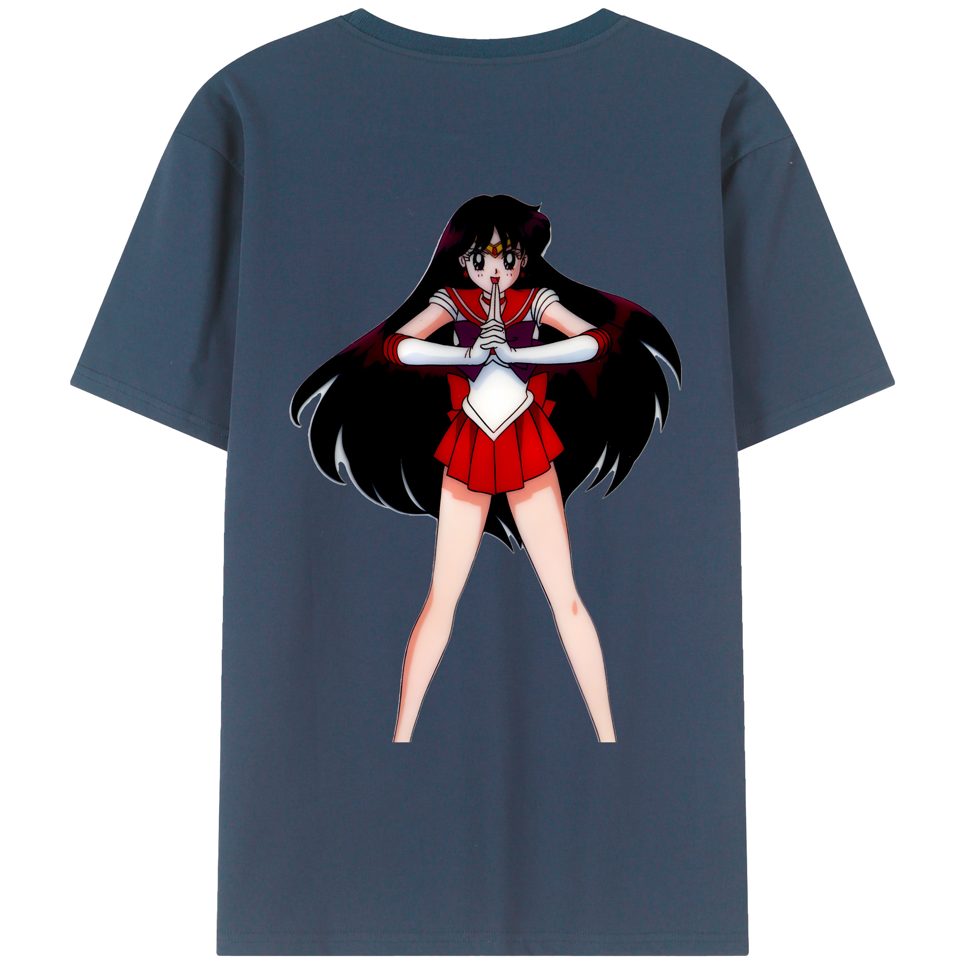 （画像用） 美少女戦士セーラームーン 火野レイ ひの レイ Sailor Moon Hino Rei （セーラーマーズ,Sailor Mars） 綿100％ メンズ半袖Tシャツ（バックプリント） 通気性