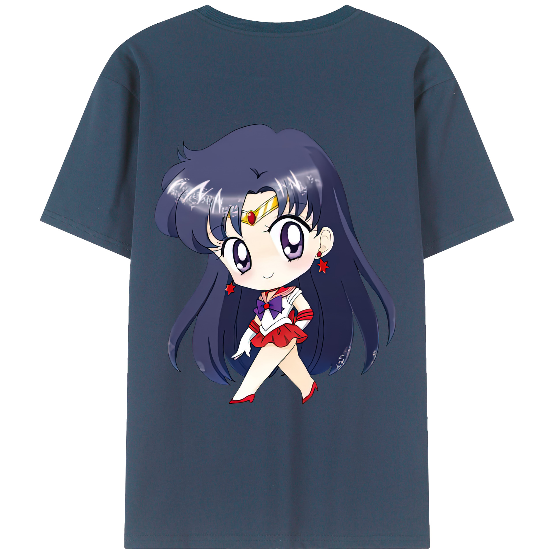 （画像用） 美少女戦士セーラームーン 火野レイ ひの レイ Sailor Moon Hino Rei （セーラーマーズ,Sailor Mars） 綿100％ メンズ半袖Tシャツ（バックプリント） 通気性
