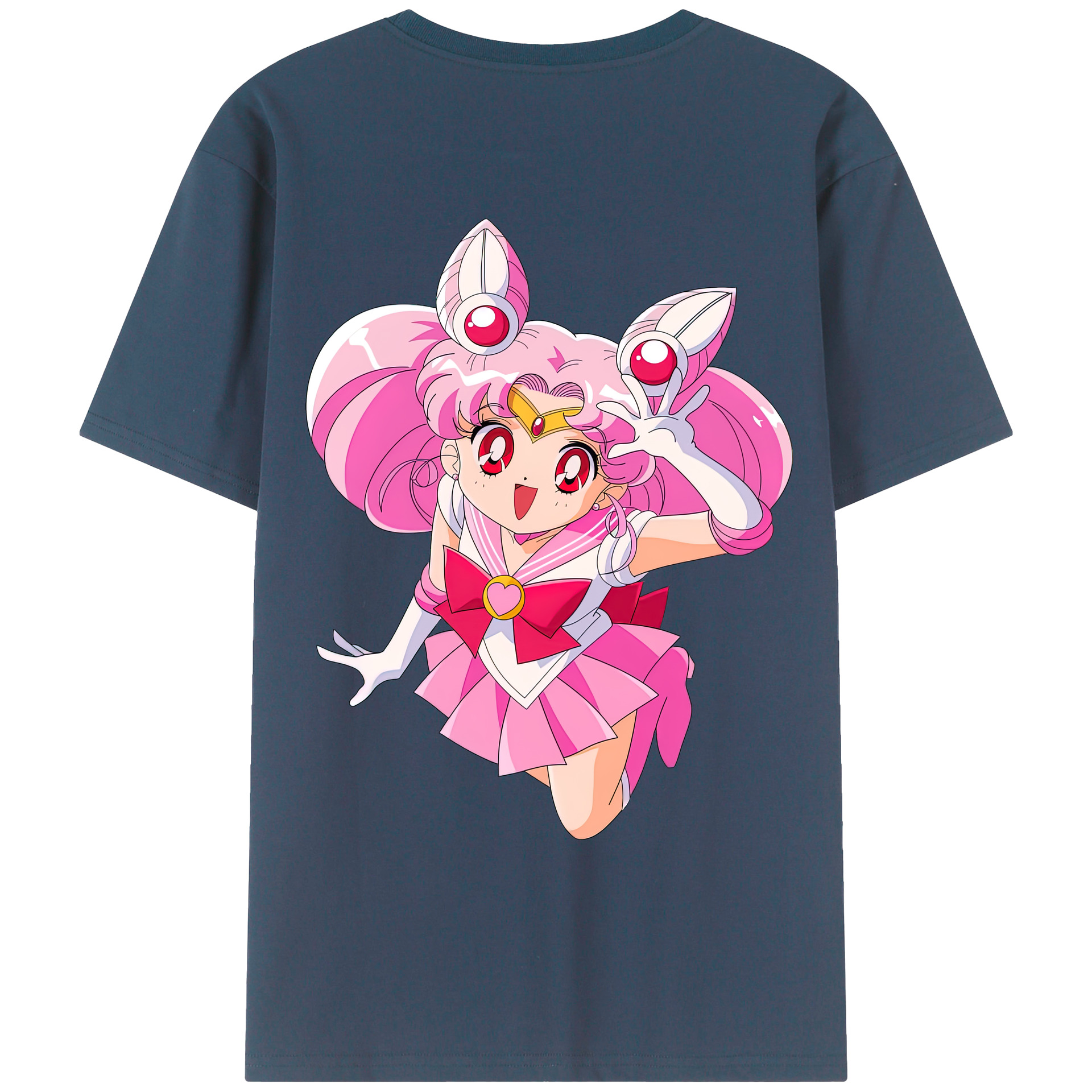 （画像用） 美少女戦士セーラームーン ちびうさ Sailor Moon Chibiusa Tsukino Usagi Small Lady Serenity 綿100％ メンズ半袖Tシャツ（バックプリント） 通気性