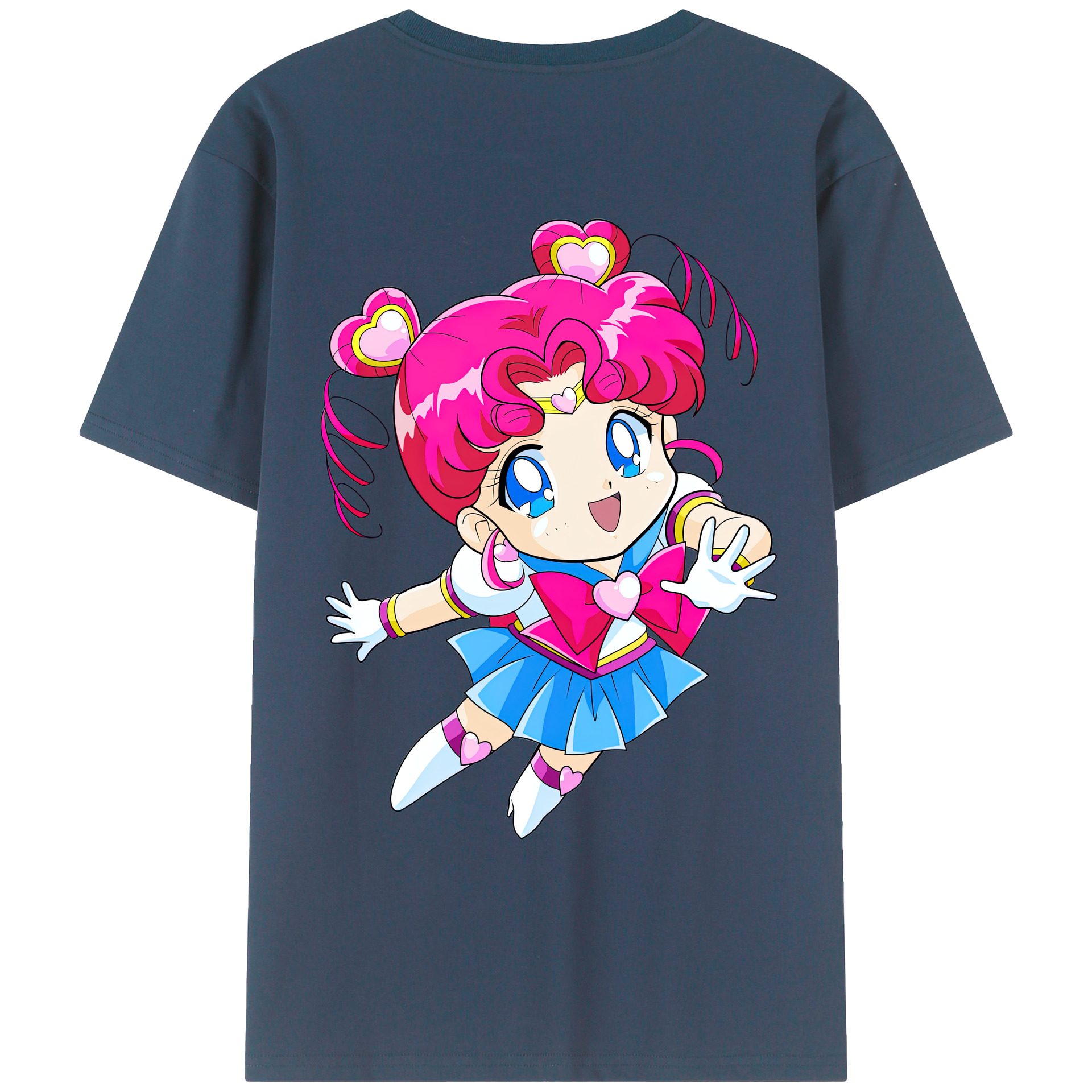 （画像用） 美少女戦士セーラームーン ちびうさ Sailor Moon Chibiusa Tsukino Usagi Small Lady Serenity 綿100％ メンズ半袖Tシャツ（バックプリント） 通気性