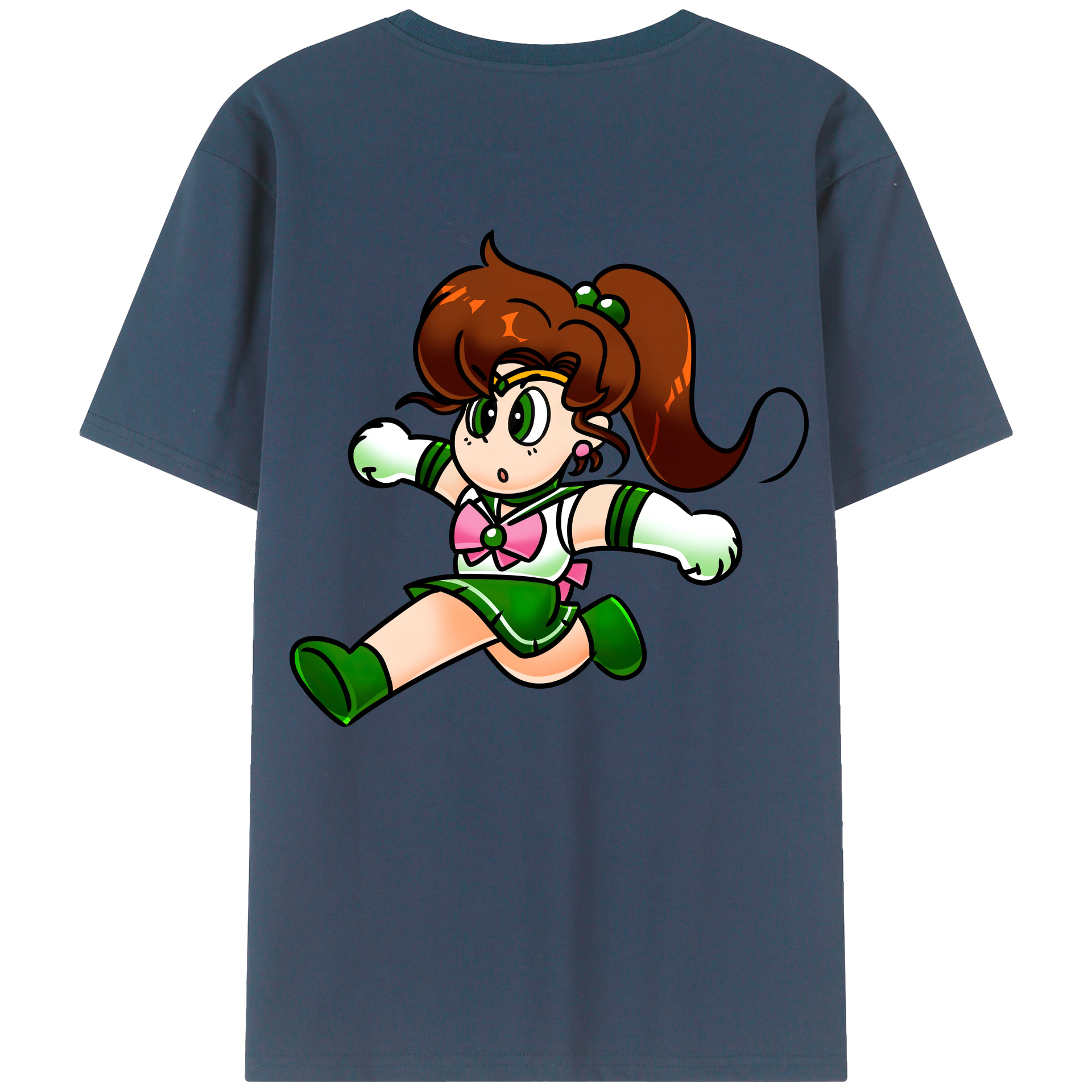 （画像用） 美少女戦士セーラームーン 木野 まこと きの まこと Sailor Moon Kino Makoto （セーラージュピター；Sailor Jupiter） 綿100％ メンズ半袖Tシャツ（バックプリント） 通気性