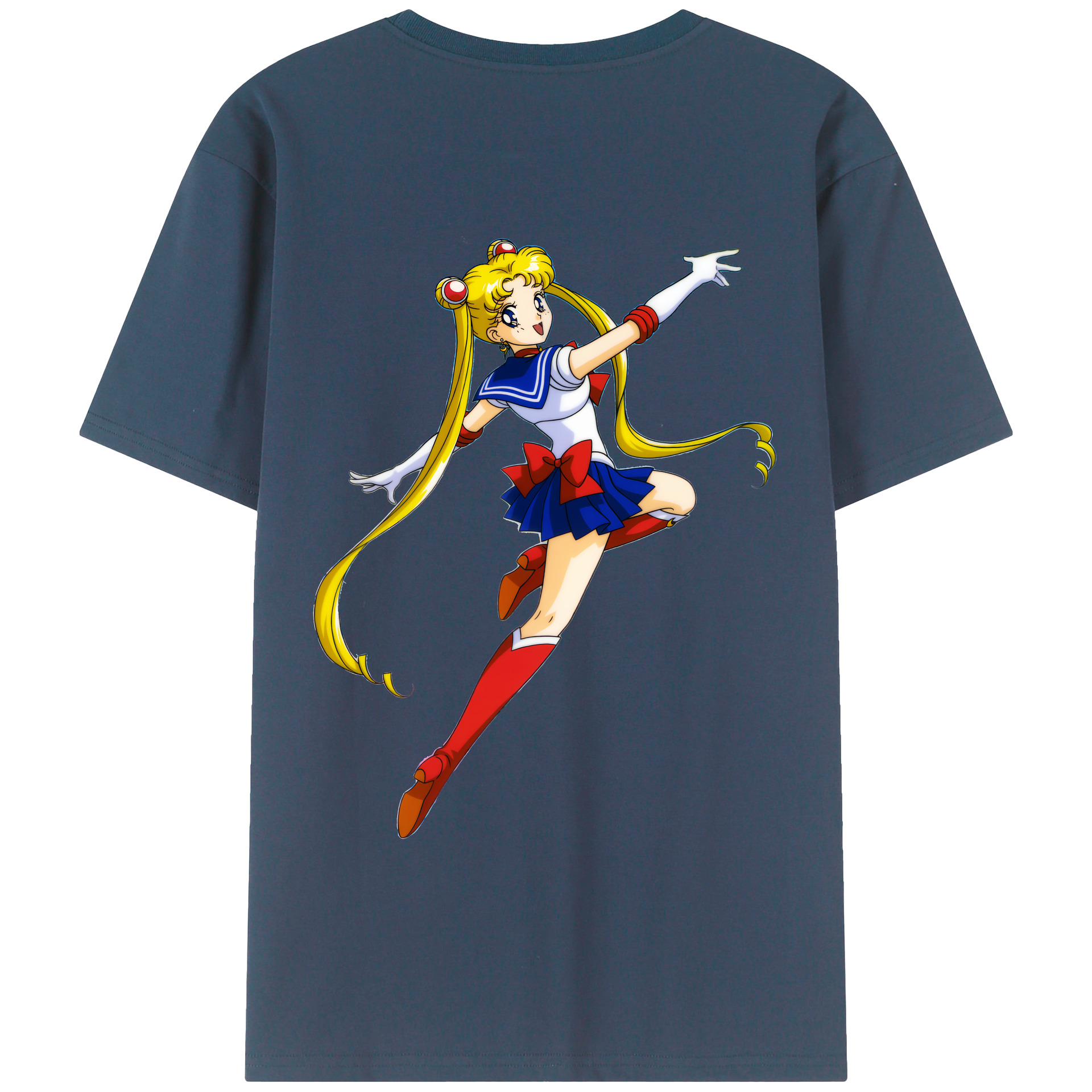 （画像用） 美少女戦士セーラームーン 月野 うさぎ つきの うさぎ Sailor Moon Tsukino Usagi 綿100％ メンズ半袖Tシャツ（バックプリント） 通気性