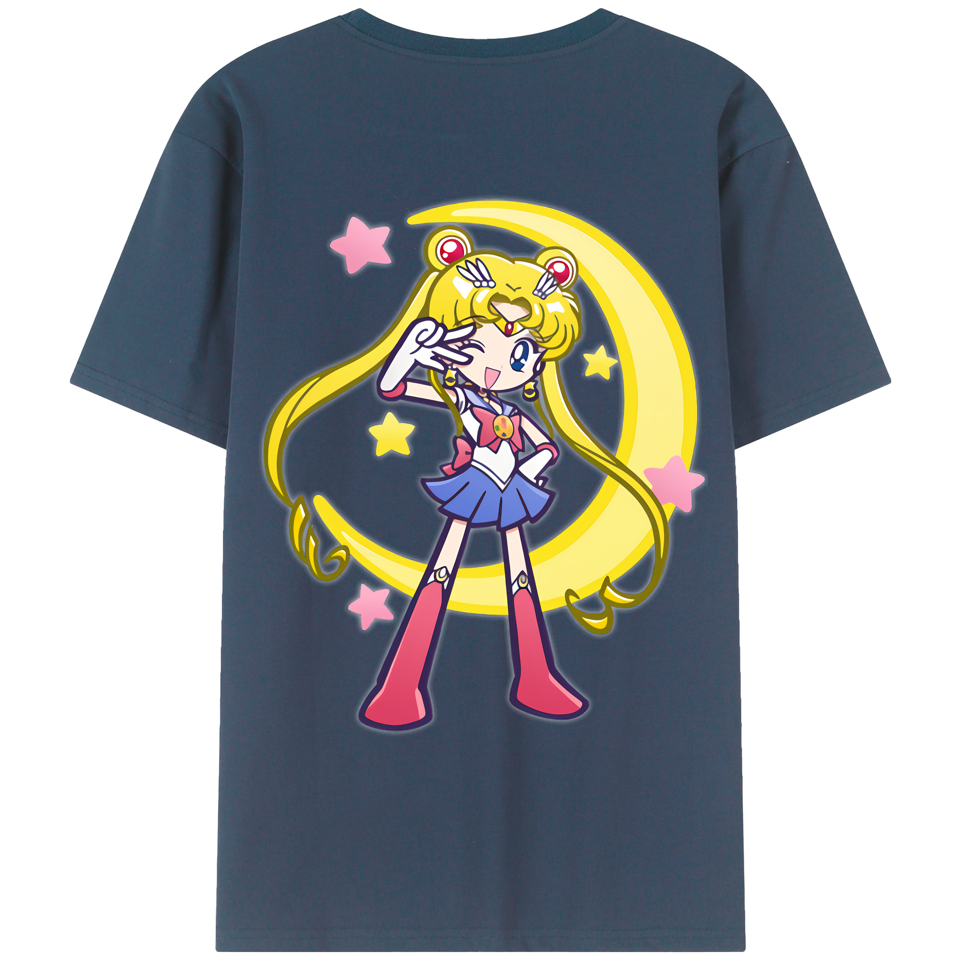 （画像用） 美少女戦士セーラームーン 月野 うさぎ つきの うさぎ Sailor Moon Tsukino Usagi 綿100％ メンズ半袖Tシャツ（バックプリント） 通気性