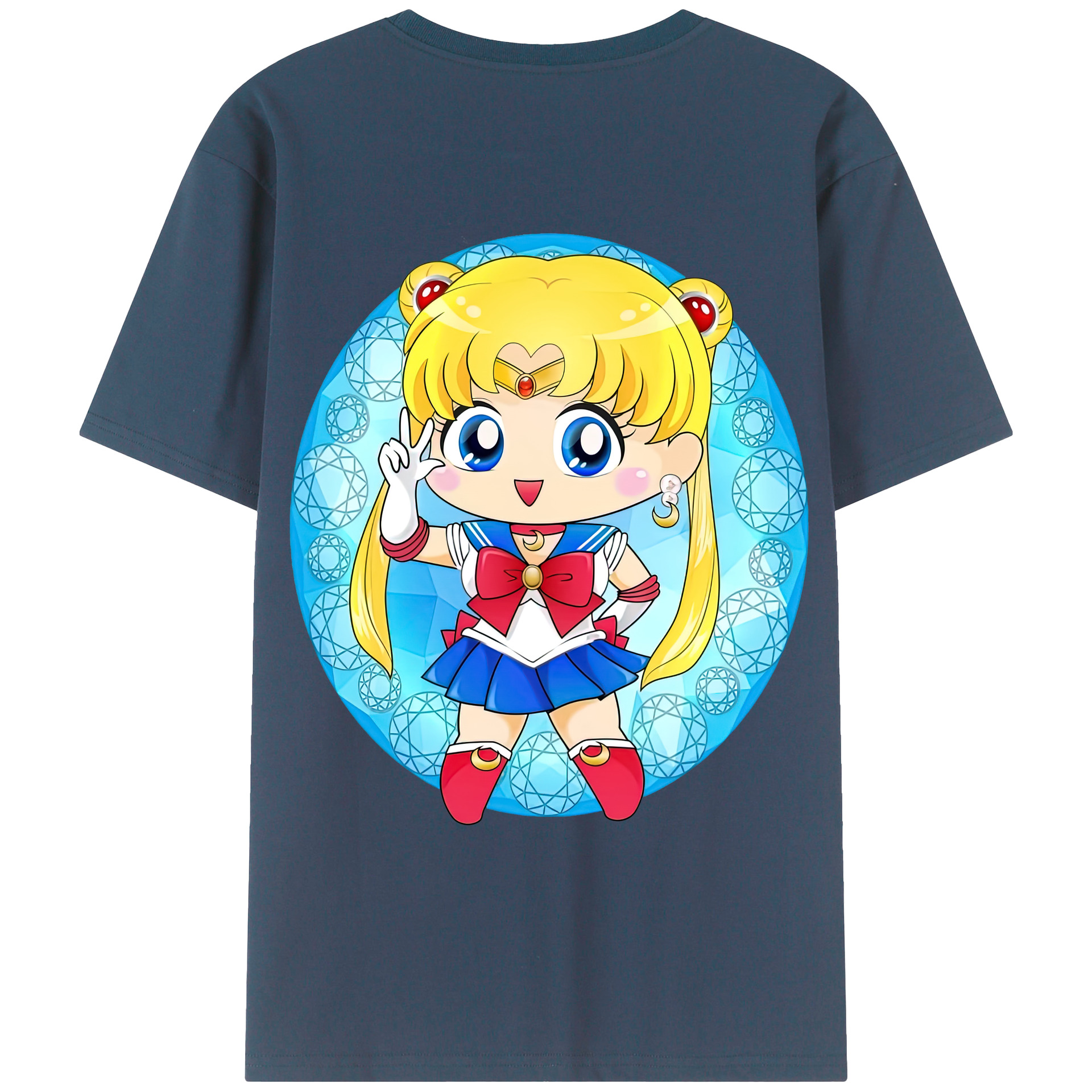 （画像用） 美少女戦士セーラームーン 月野 うさぎ つきの うさぎ Sailor Moon Tsukino Usagi 綿100％ メンズ半袖Tシャツ（バックプリント） 通気性