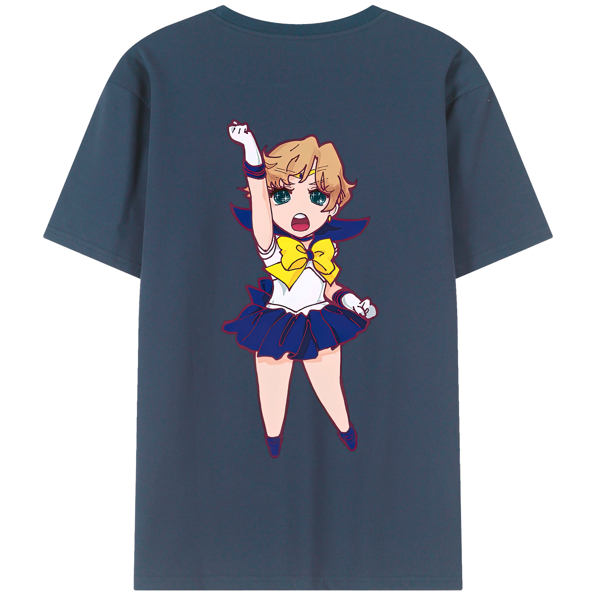 （画像用） 美少女戦士セーラームーン 天王はるか Sailor Moon Tenoh Haruka 綿100％ メンズ半袖Tシャツ（バックプリント） 通気性