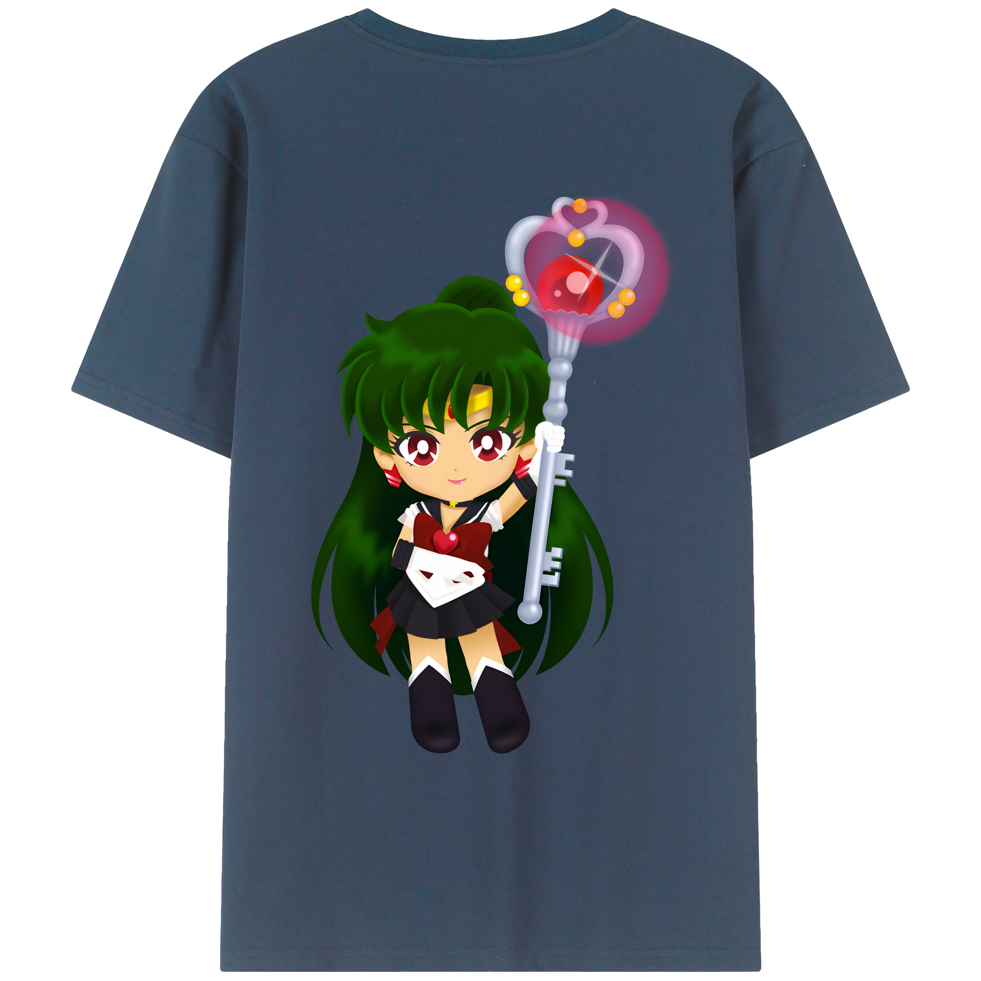（画像用） 美少女戦士セーラームーン 冥王せつな Sailor Moon Meiou Setsuna 綿100％ メンズ半袖Tシャツ（バックプリント） 通気性