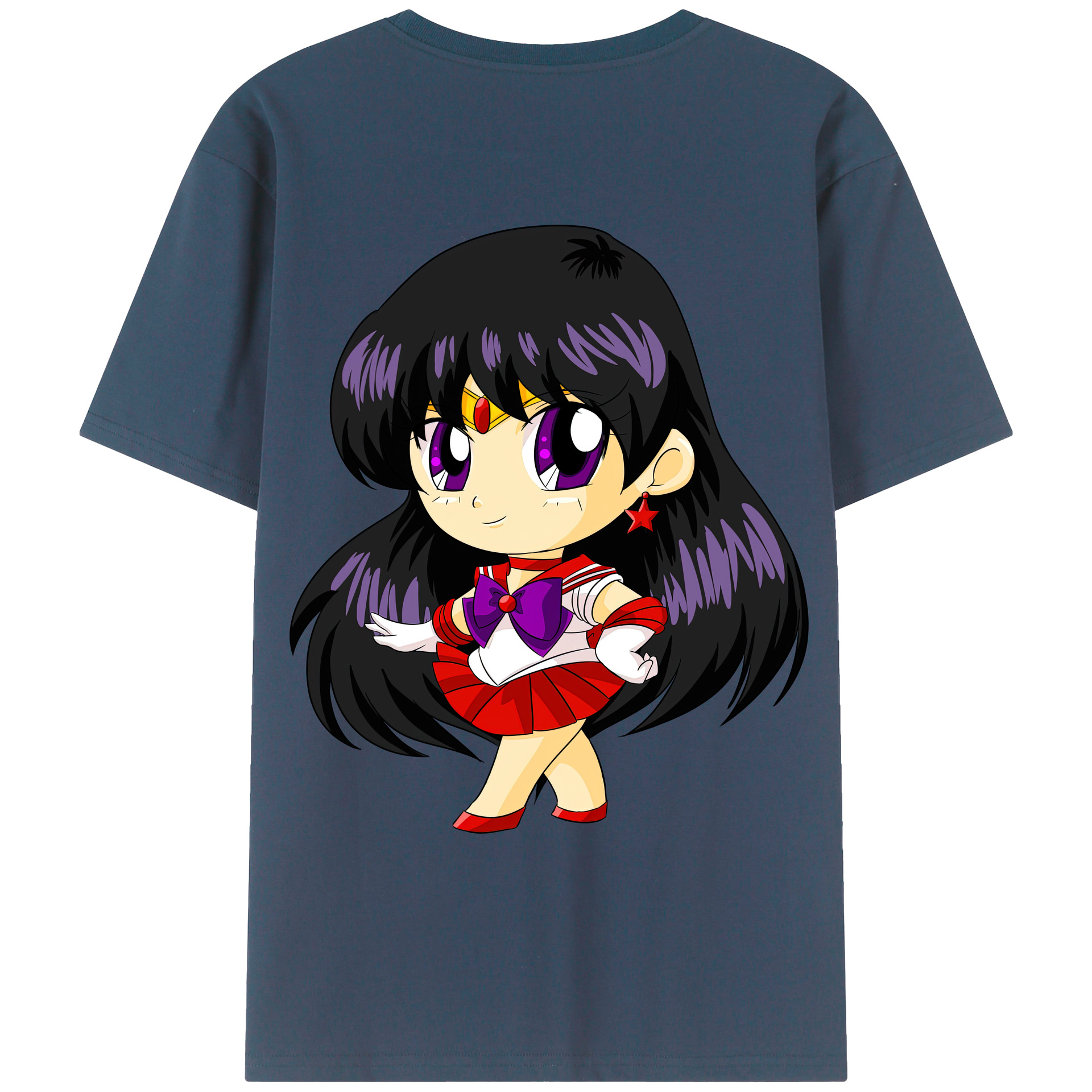 （画像用） 美少女戦士セーラームーン 火野レイ ひの レイ Sailor Moon Hino Rei （セーラーマーズ,Sailor Mars） 綿100％ メンズ半袖Tシャツ（バックプリント） 通気性