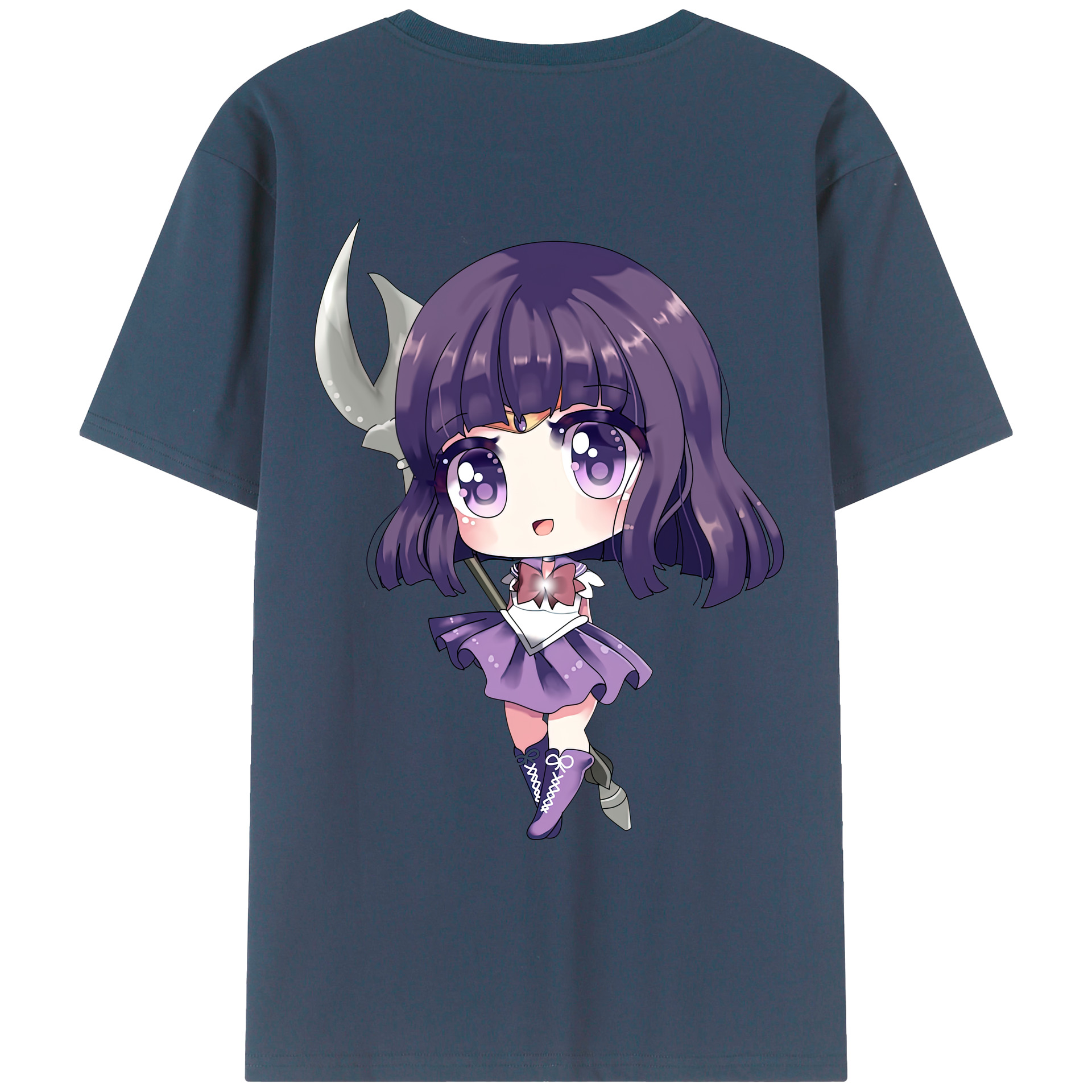 （画像用） 美少女戦士セーラームーン 土萠ほたる Sailor Moon Tomoe Hotaru （セーラーサターン；Sailor Saturn） 綿100％ メンズ半袖Tシャツ（バックプリント） 通気性