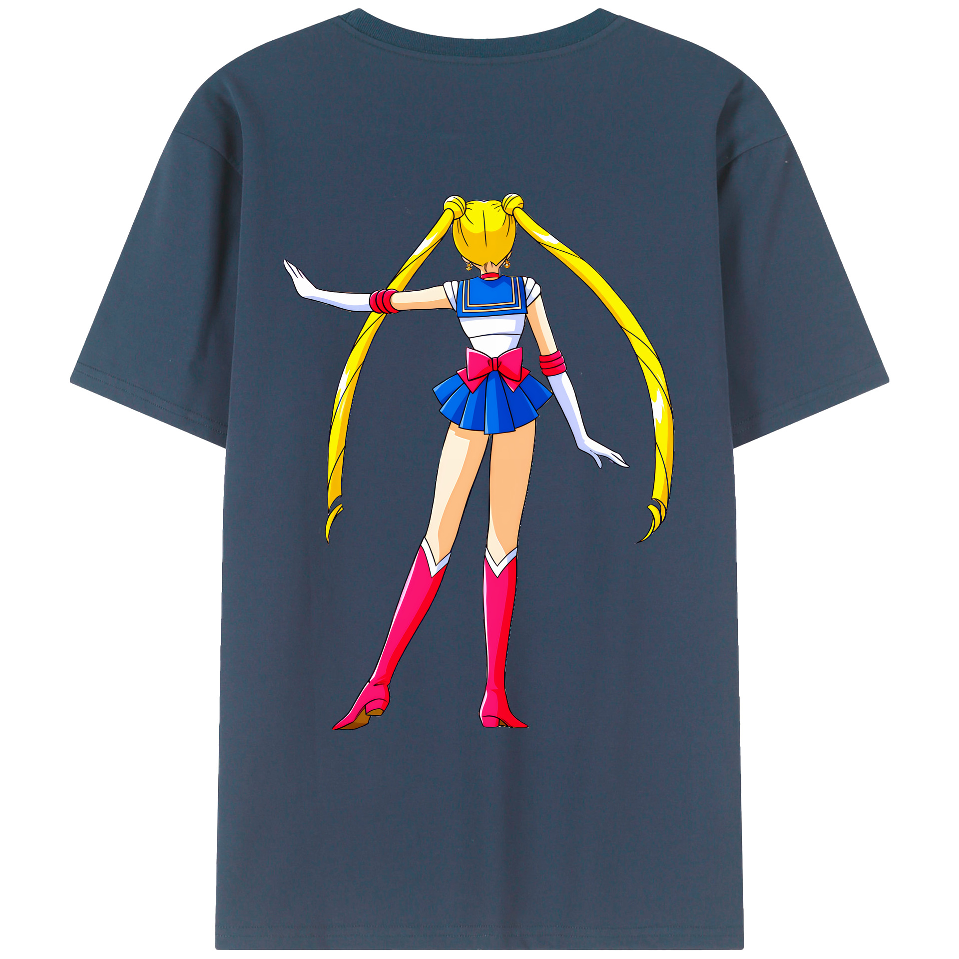 （画像用） 美少女戦士セーラームーン 月野 うさぎ つきの うさぎ Sailor Moon Tsukino Usagi 綿100％ メンズ半袖Tシャツ（バックプリント） 通気性