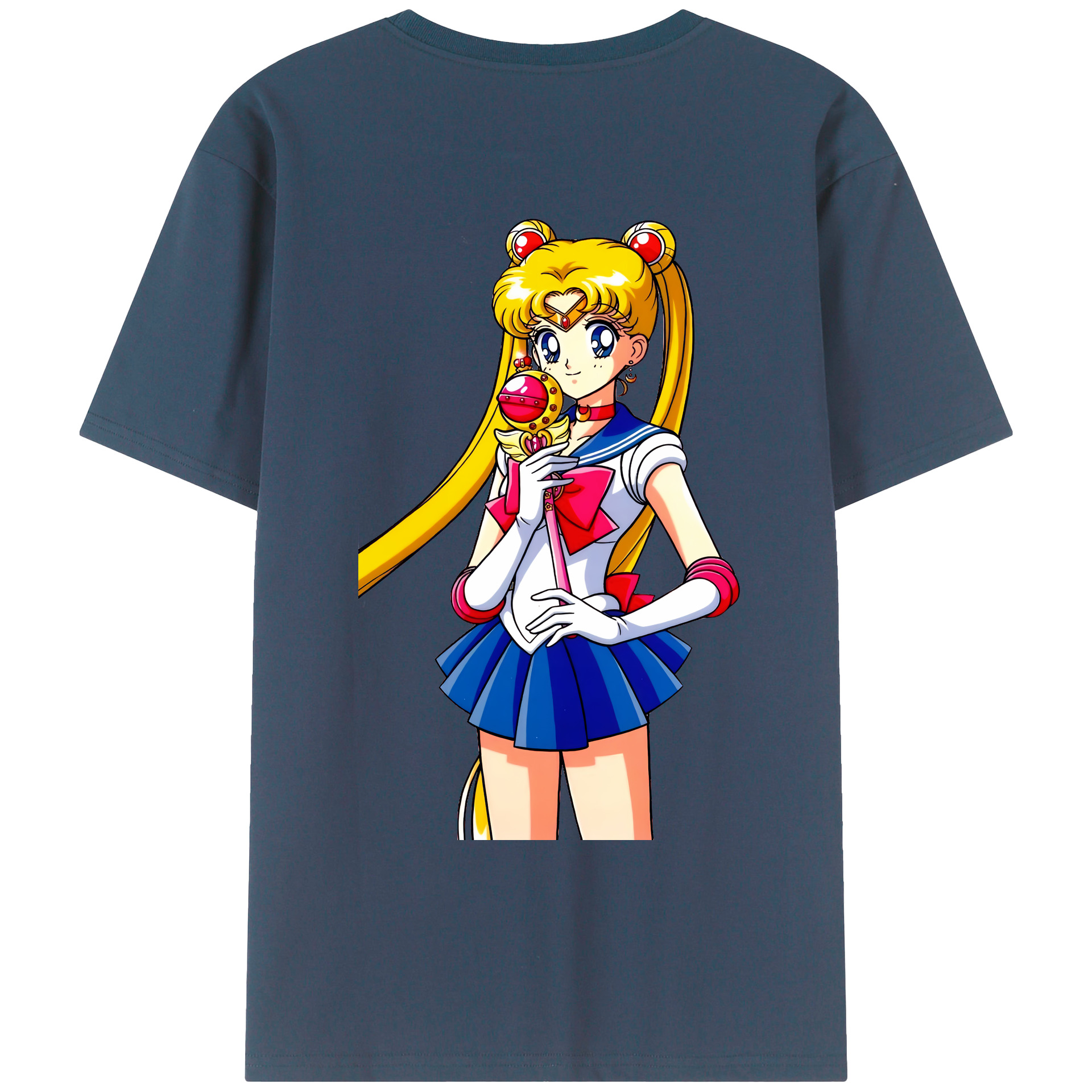 （画像用） 美少女戦士セーラームーン 月野 うさぎ つきの うさぎ Sailor Moon Tsukino Usagi 綿100％ メンズ半袖Tシャツ（バックプリント） 通気性