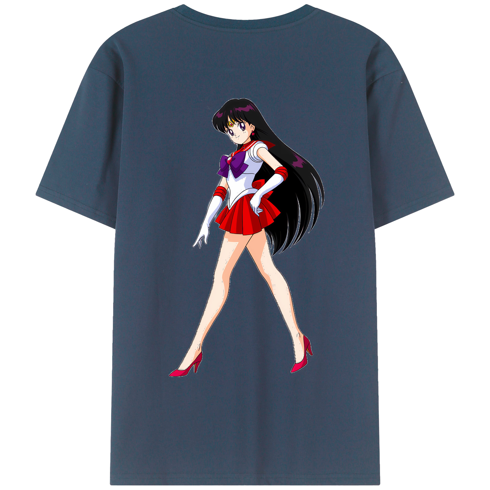 （画像用） 美少女戦士セーラームーン 火野レイ ひの レイ Sailor Moon Hino Rei （セーラーマーズ,Sailor Mars） 綿100％ メンズ半袖Tシャツ（バックプリント） 通気性
