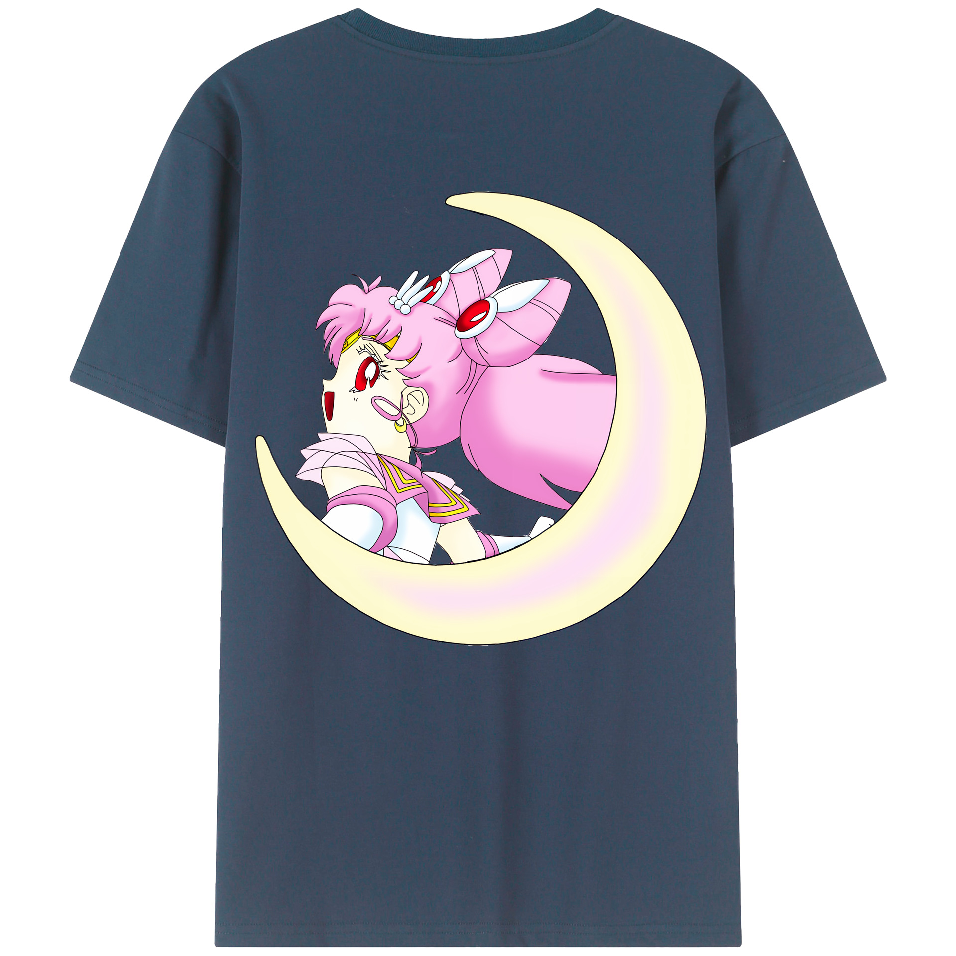 （画像用） 美少女戦士セーラームーン ちびうさ Sailor Moon Chibiusa Tsukino Usagi Small Lady Serenity 綿100％ メンズ半袖Tシャツ（バックプリント） 通気性