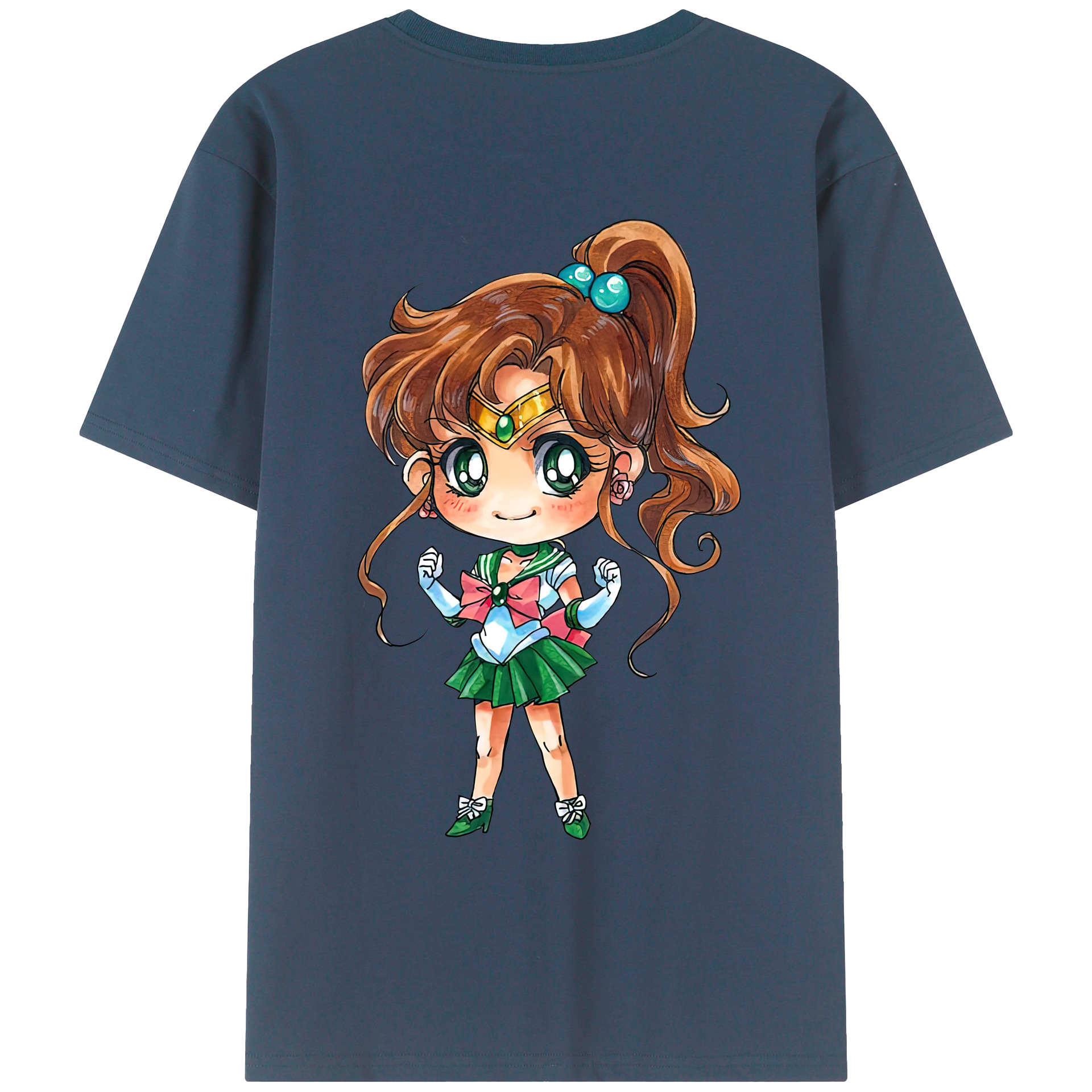 （画像用） 美少女戦士セーラームーン 木野 まこと きの まこと Sailor Moon Kino Makoto （セーラージュピター；Sailor Jupiter） 綿100％ メンズ半袖Tシャツ（バックプリント） 通気性