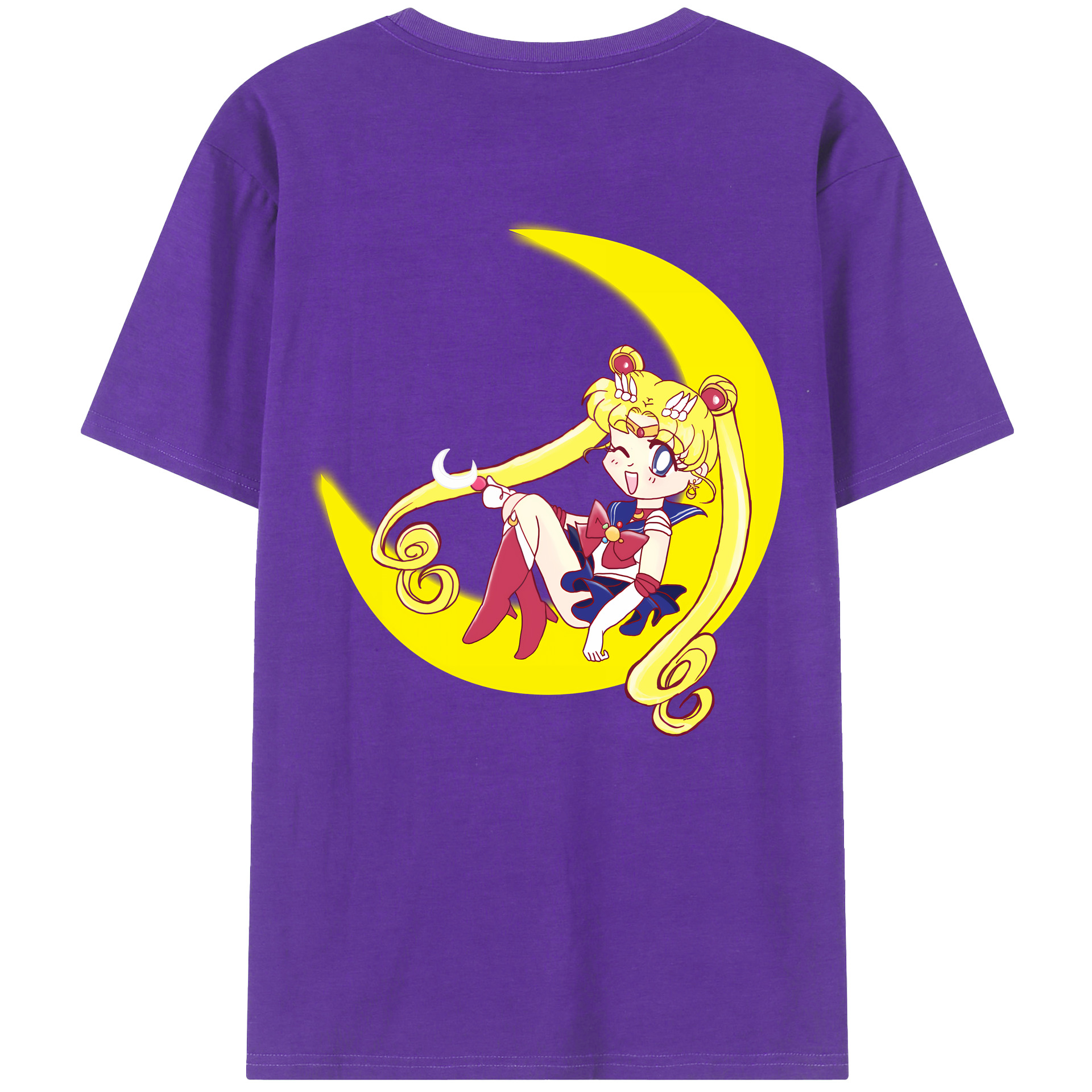 （画像用） 美少女戦士セーラームーン 月野 うさぎ つきの うさぎ Sailor Moon Tsukino Usagi 綿100％ メンズ半袖Tシャツ（バックプリント） 通気性