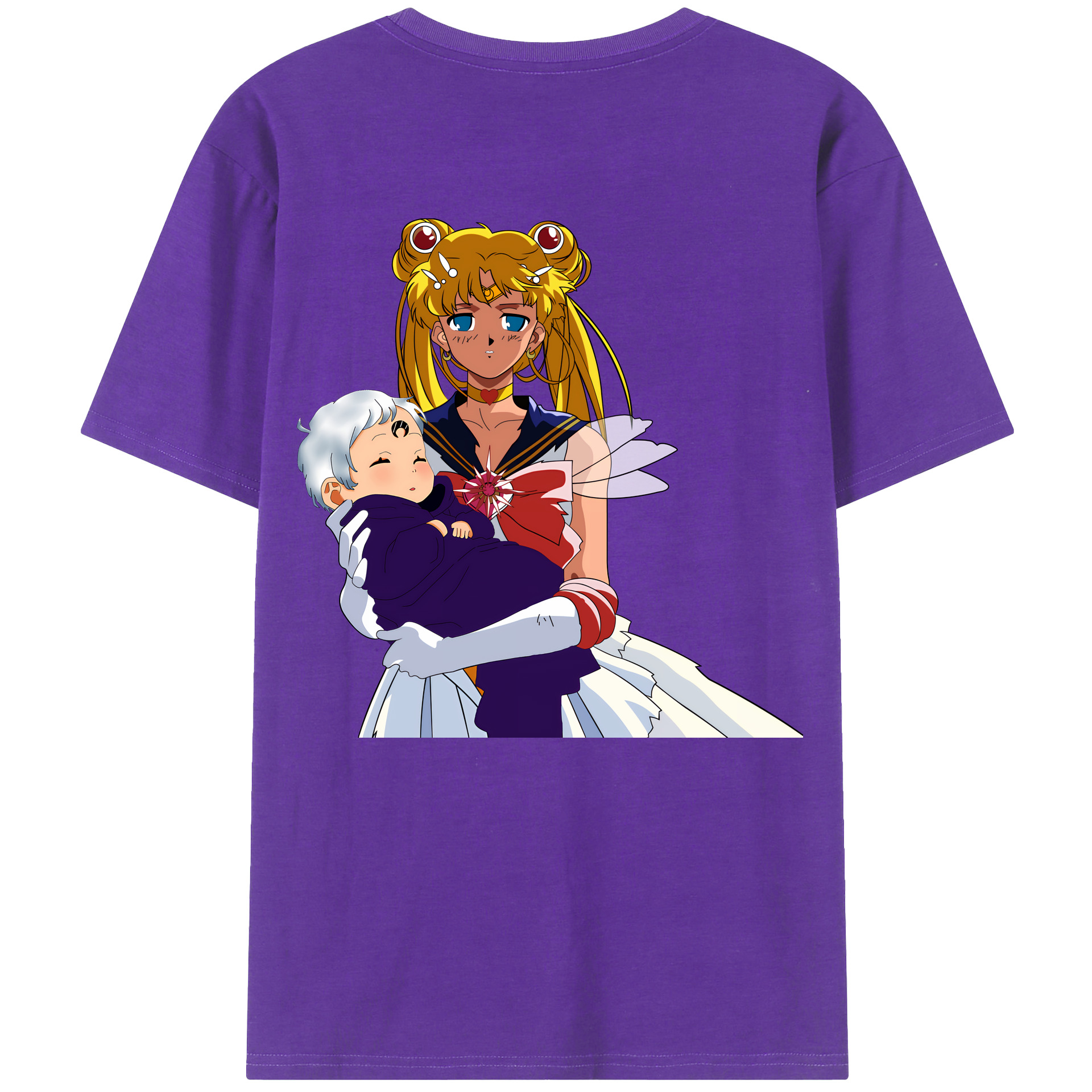 （画像用） 美少女戦士セーラームーン 月野 うさぎ つきの うさぎ Sailor Moon Tsukino Usagi 綿100％ メンズ半袖Tシャツ（バックプリント） 通気性