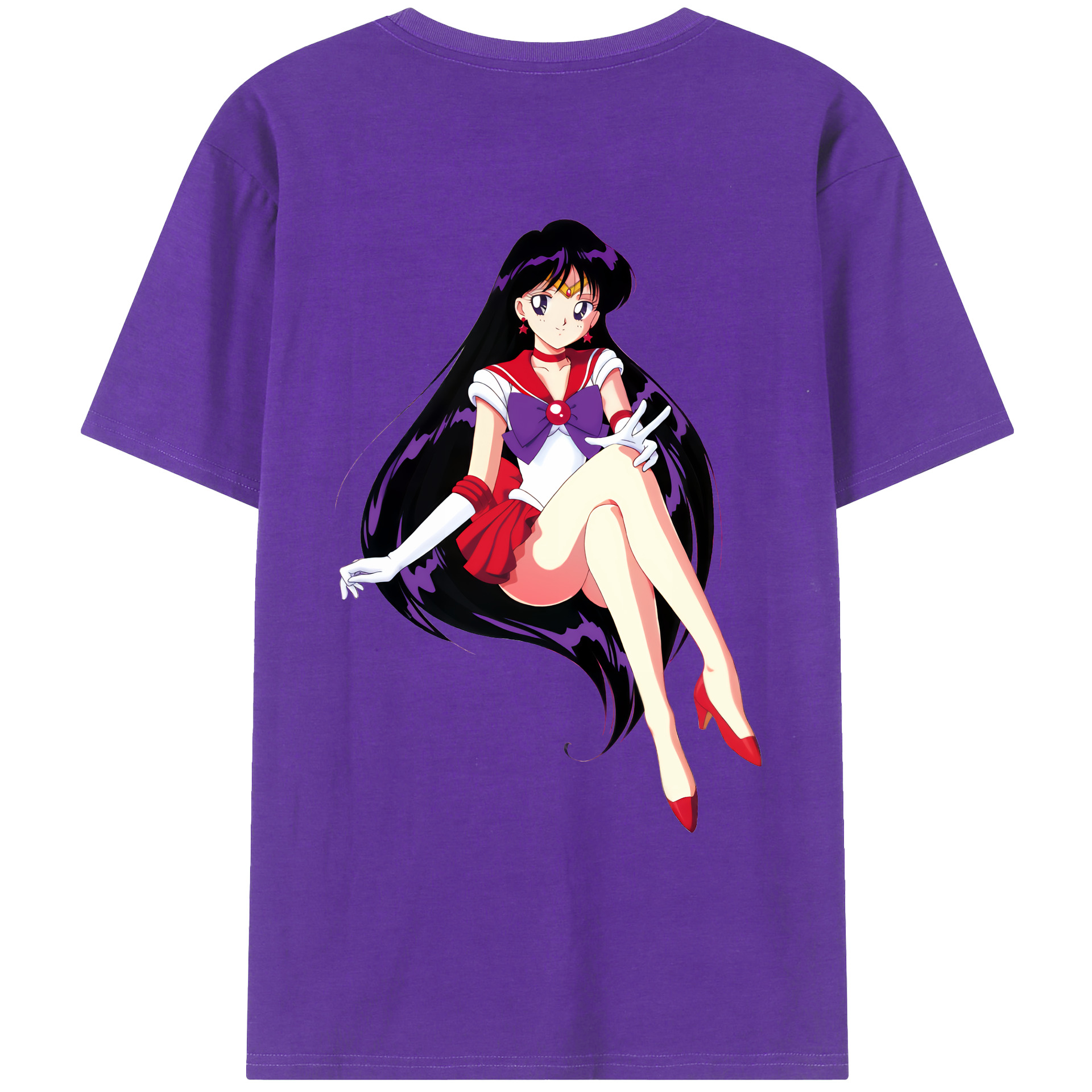 （画像用） 美少女戦士セーラームーン 火野レイ ひの レイ Sailor Moon Hino Rei （セーラーマーズ,Sailor Mars） 綿100％ メンズ半袖Tシャツ（バックプリント） 通気性
