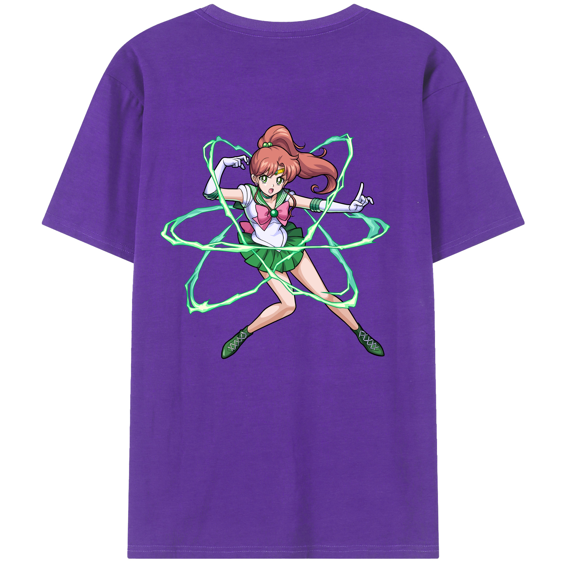 （画像用） 美少女戦士セーラームーン 木野 まこと きの まこと Sailor Moon Kino Makoto （セーラージュピター；Sailor Jupiter） 綿100％ メンズ半袖Tシャツ（バックプリント） 通気性