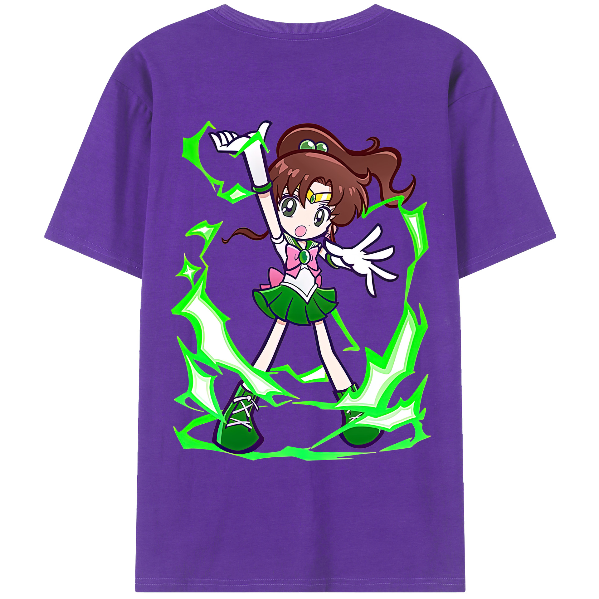 （画像用） 美少女戦士セーラームーン 木野 まこと きの まこと Sailor Moon Kino Makoto （セーラージュピター；Sailor Jupiter） 綿100％ メンズ半袖Tシャツ（バックプリント） 通気性