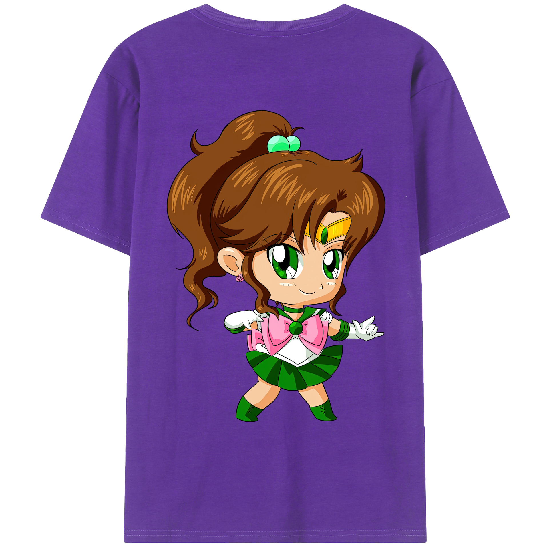 （画像用） 美少女戦士セーラームーン 木野 まこと きの まこと Sailor Moon Kino Makoto （セーラージュピター；Sailor Jupiter） 綿100％ メンズ半袖Tシャツ（バックプリント） 通気性