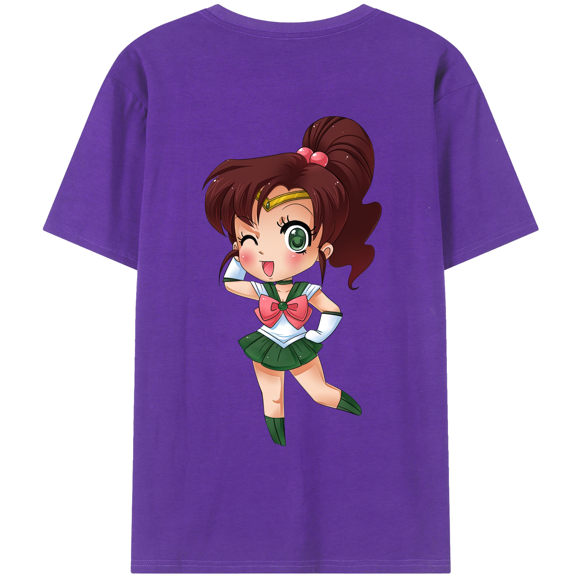 （画像用） 美少女戦士セーラームーン 木野 まこと きの まこと Sailor Moon Kino Makoto （セーラージュピター；Sailor Jupiter） 綿100％ メンズ半袖Tシャツ（バックプリント） 通気性
