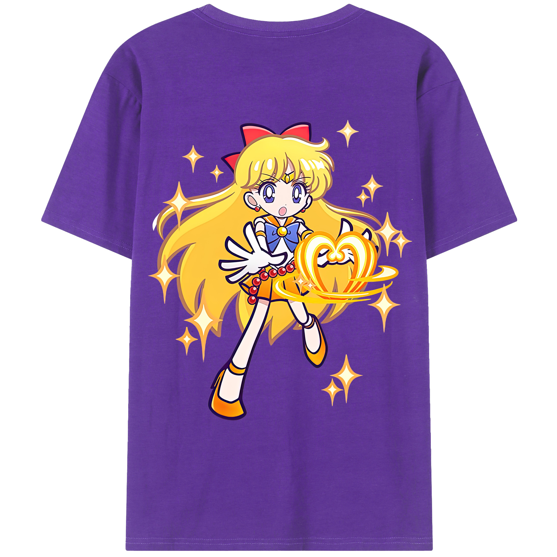 （画像用） 美少女戦士セーラームーン 愛野 美奈子 あいの みなこ Sailor Moon Aino Minako 綿100％ メンズ半袖Tシャツ（バックプリント） 通気性