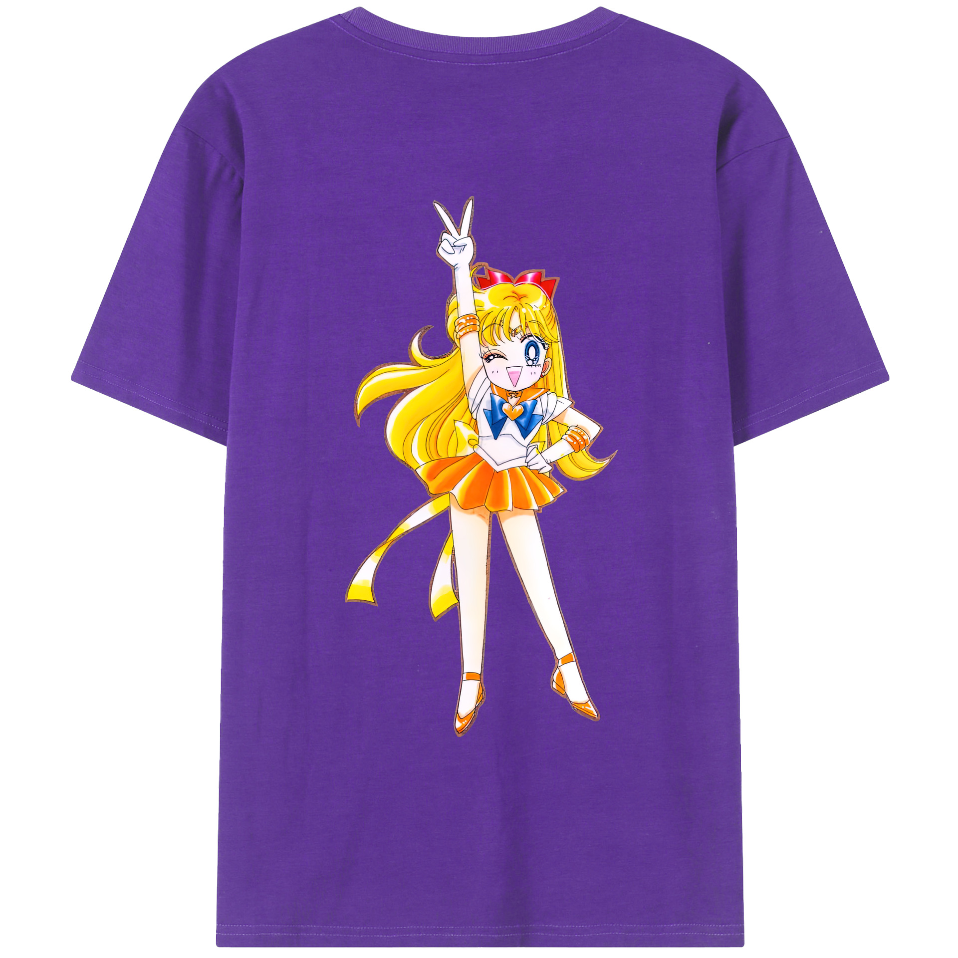（画像用） 美少女戦士セーラームーン 愛野 美奈子 あいの みなこ Sailor Moon Aino Minako 綿100％ メンズ半袖Tシャツ（バックプリント） 通気性