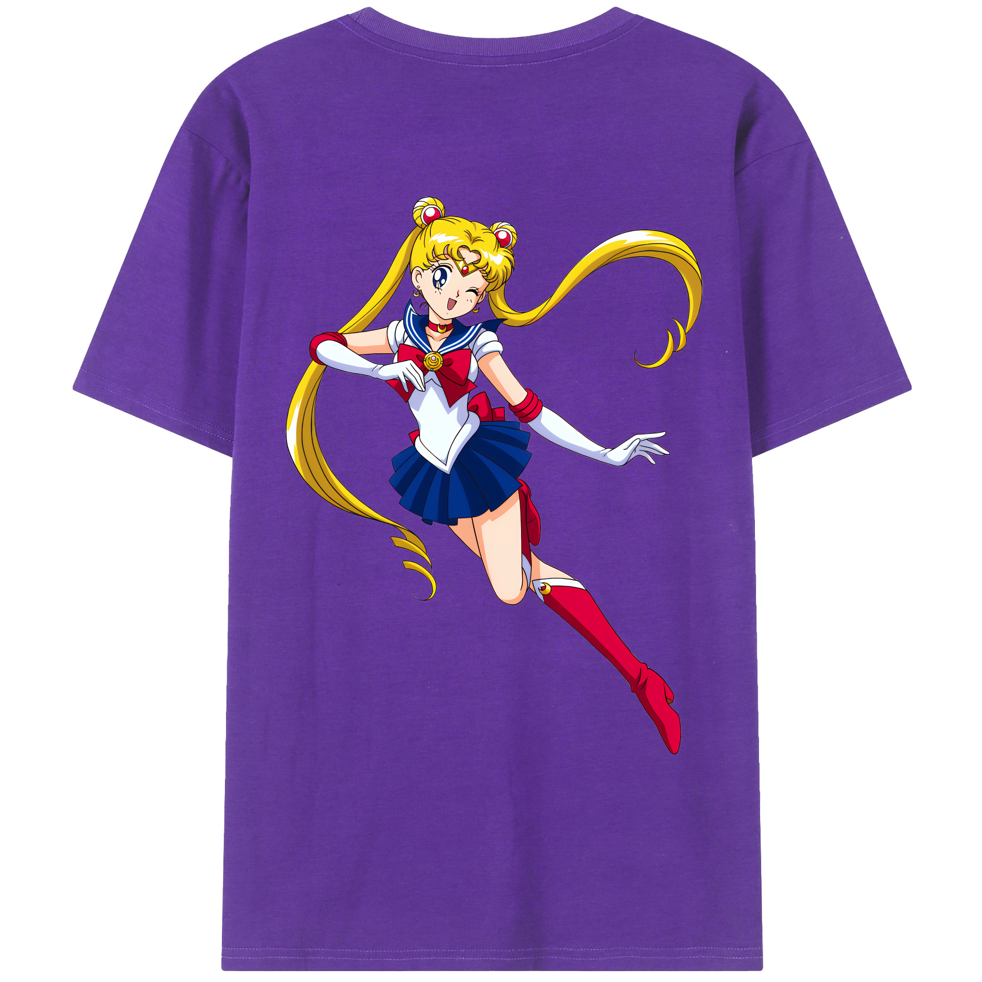 （画像用） 美少女戦士セーラームーン 月野 うさぎ つきの うさぎ Sailor Moon Tsukino Usagi 綿100％ メンズ半袖Tシャツ（バックプリント） 通気性