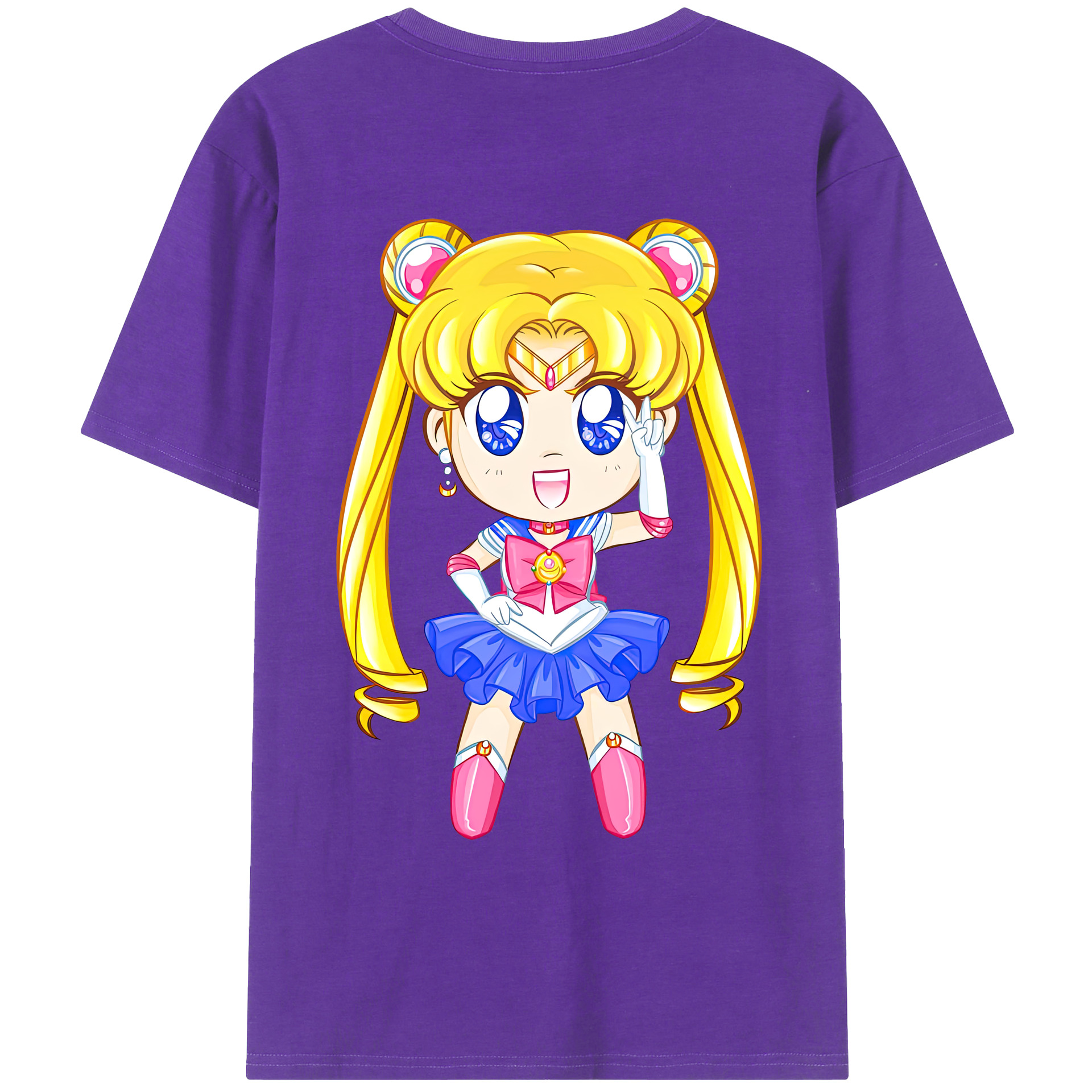 （画像用） 美少女戦士セーラームーン 月野 うさぎ つきの うさぎ Sailor Moon Tsukino Usagi 綿100％ メンズ半袖Tシャツ（バックプリント） 通気性