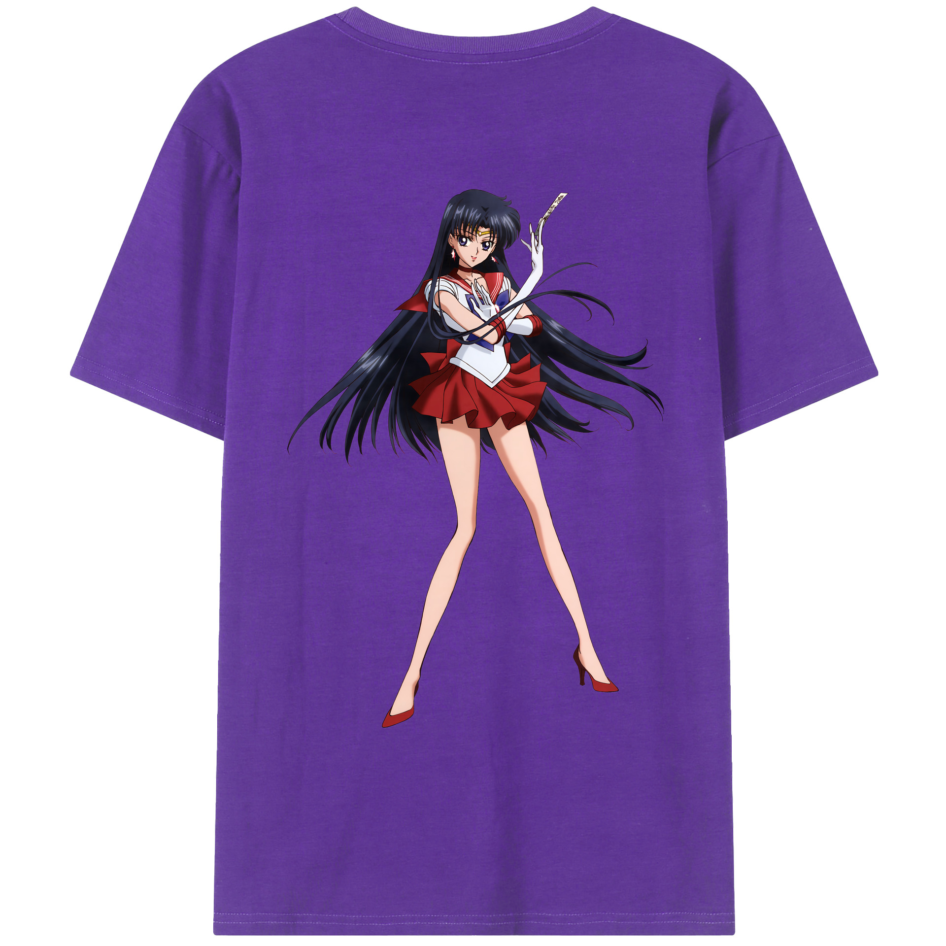 （画像用） 美少女戦士セーラームーン 火野レイ ひの レイ Sailor Moon Hino Rei （セーラーマーズ,Sailor Mars） 綿100％ メンズ半袖Tシャツ（バックプリント） 通気性
