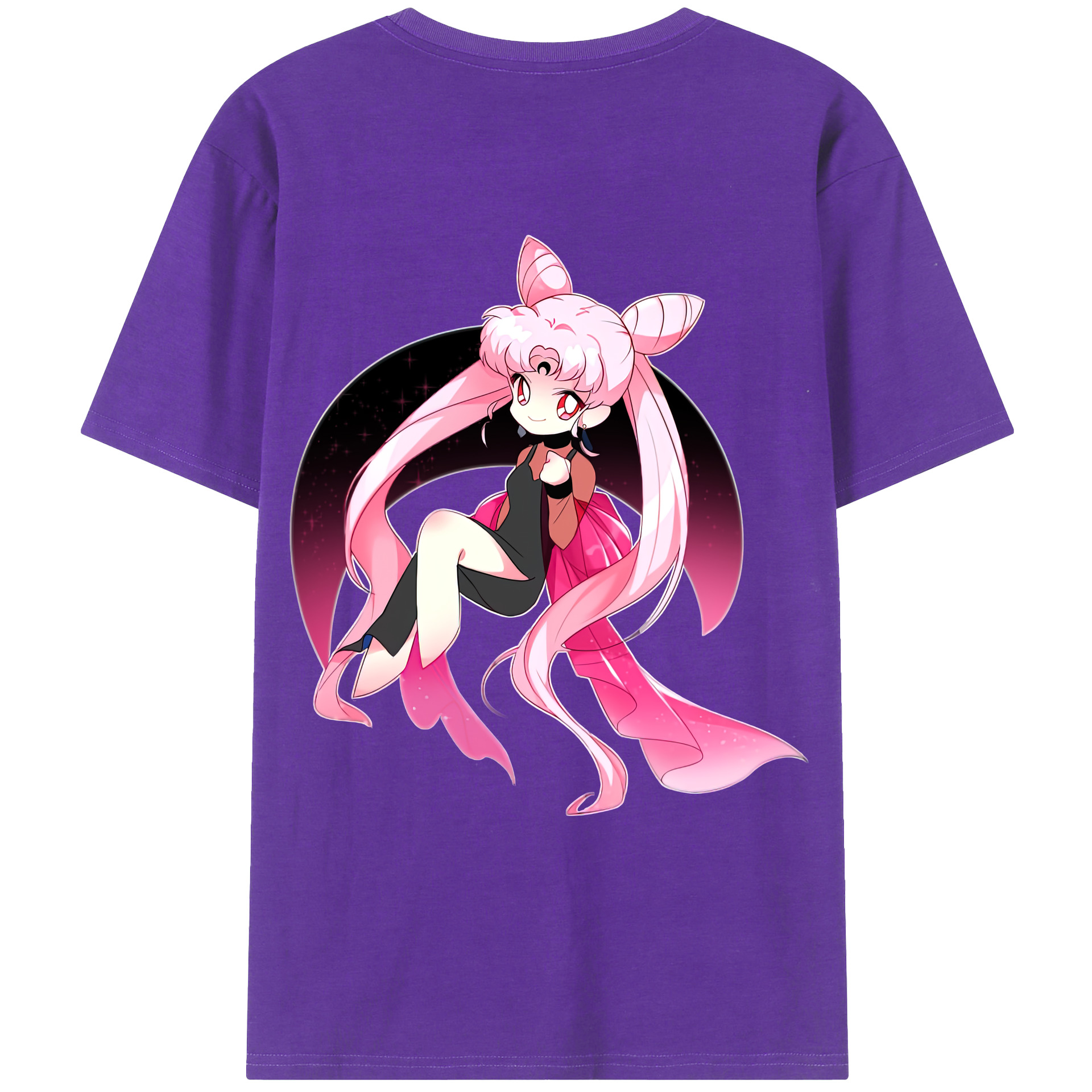 （画像用） 美少女戦士セーラームーン ちびうさ Sailor Moon Chibiusa Tsukino Usagi Small Lady Serenity 綿100％ メンズ半袖Tシャツ（バックプリント） 通気性