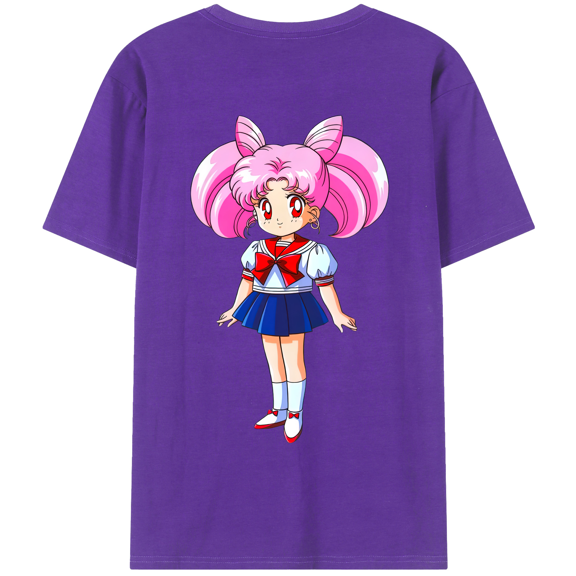 （画像用） 美少女戦士セーラームーン ちびうさ Sailor Moon Chibiusa Tsukino Usagi Small Lady Serenity 綿100％ メンズ半袖Tシャツ（バックプリント） 通気性