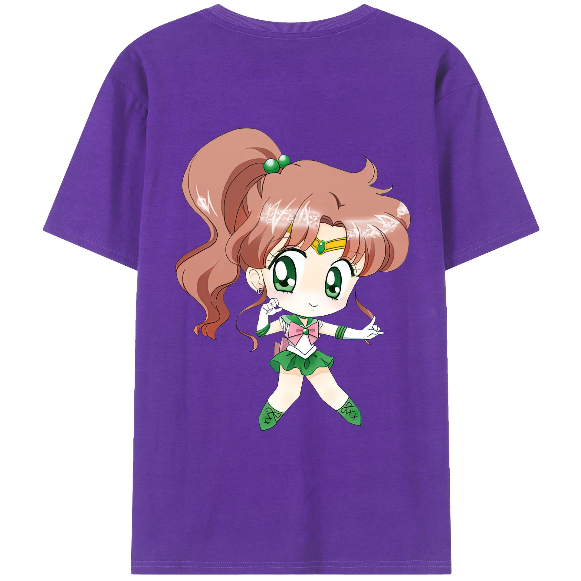 （画像用） 美少女戦士セーラームーン 木野 まこと きの まこと Sailor Moon Kino Makoto （セーラージュピター；Sailor Jupiter） 綿100％ メンズ半袖Tシャツ（バックプリント） 通気性