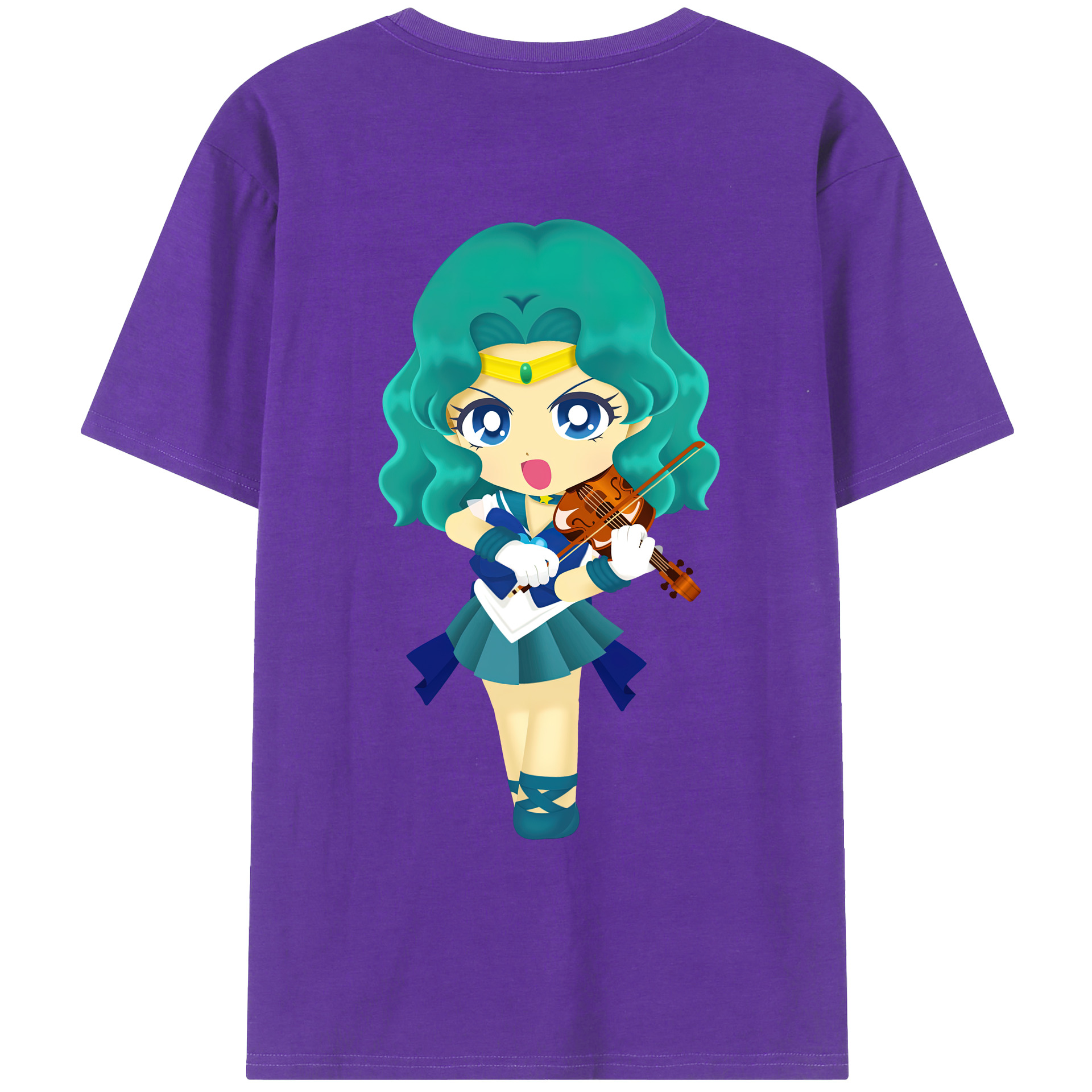 （画像用） 美少女戦士セーラームーン 海王 みちる（かいおう みちる） Sailor Moon Kaiou Michiru 綿100％ メンズ半袖Tシャツ（バックプリント） 通気性
