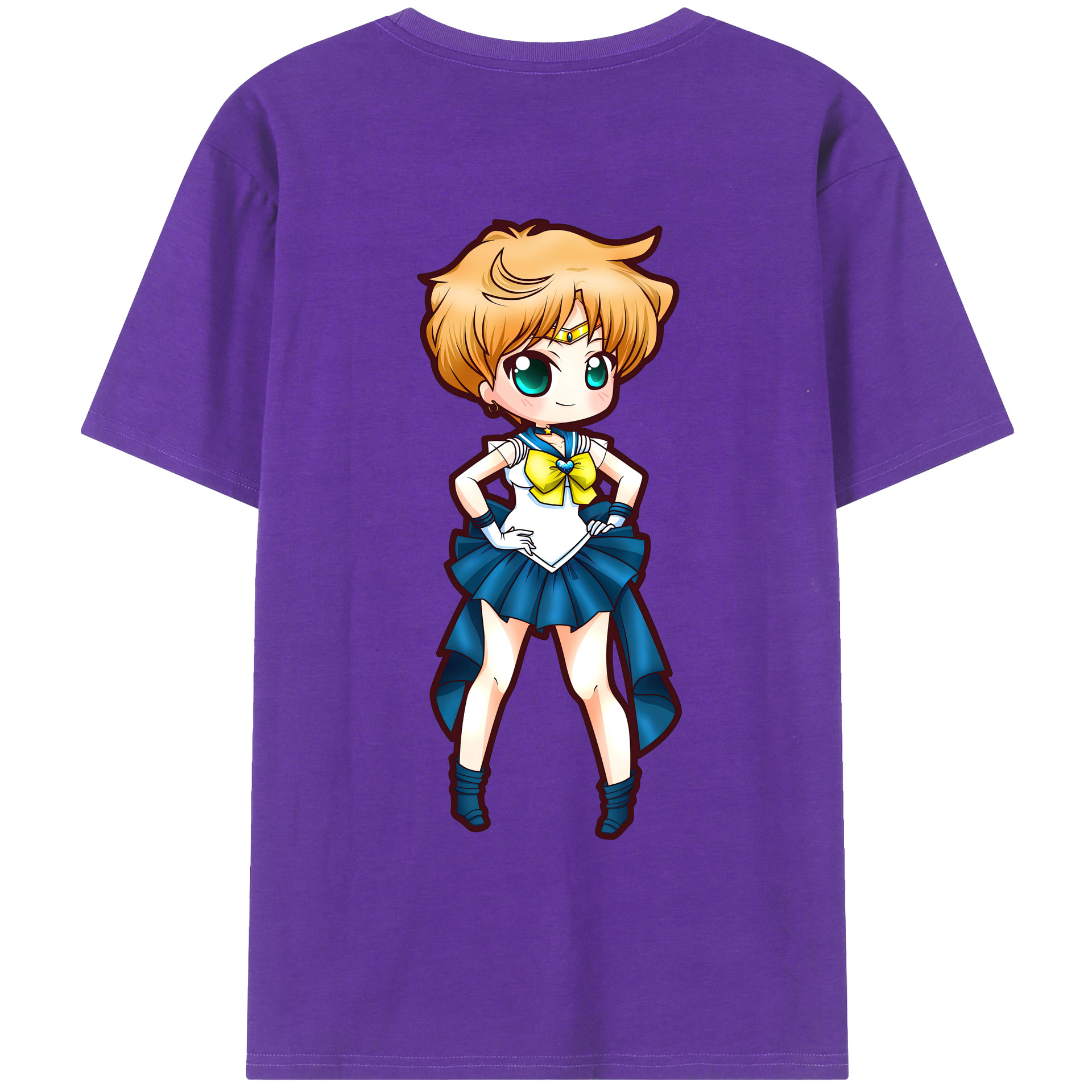 （画像用） 美少女戦士セーラームーン 天王はるか Sailor Moon Tenoh Haruka 綿100％ メンズ半袖Tシャツ（バックプリント） 通気性