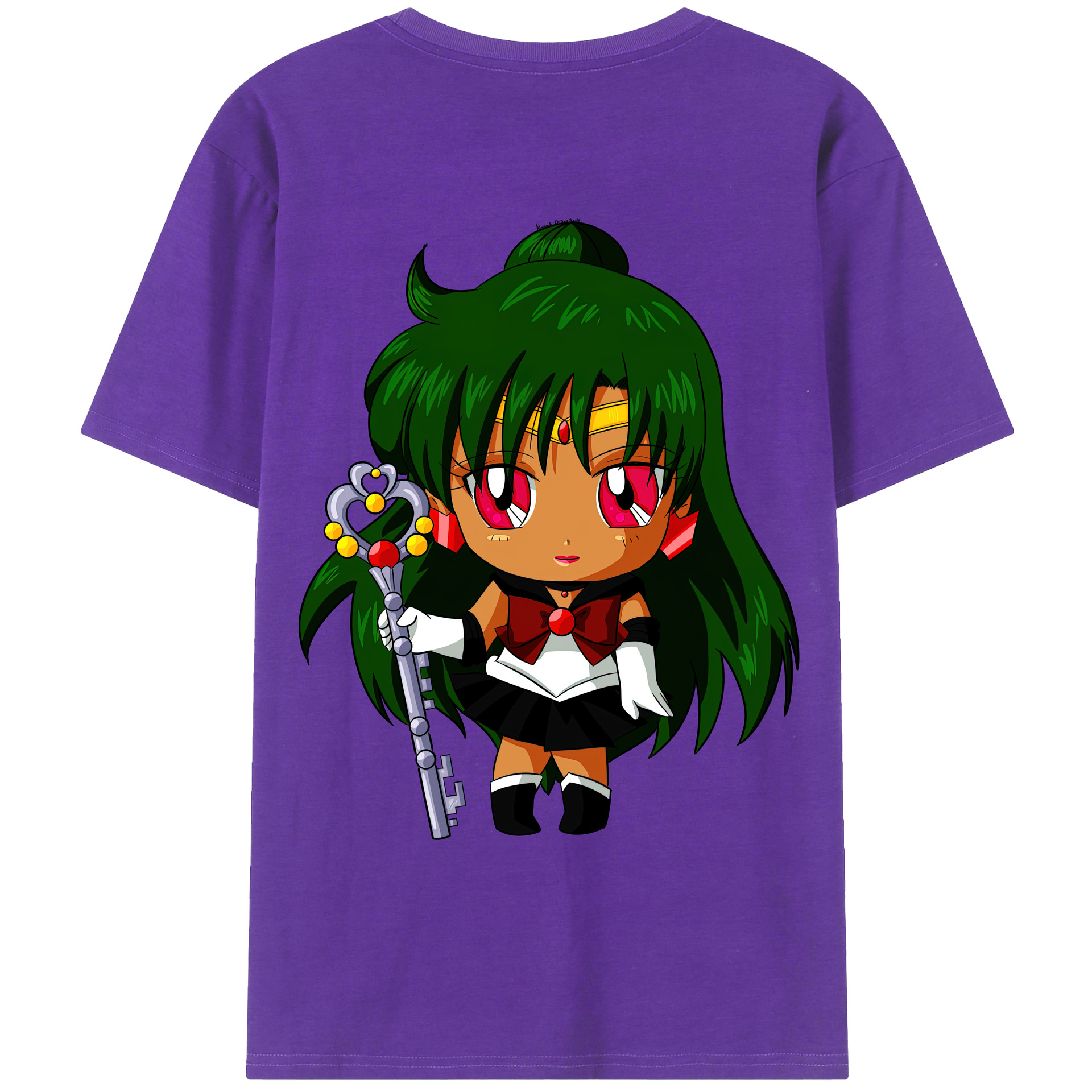 （画像用） 美少女戦士セーラームーン 冥王せつな Sailor Moon Meiou Setsuna 綿100％ メンズ半袖Tシャツ（バックプリント） 通気性