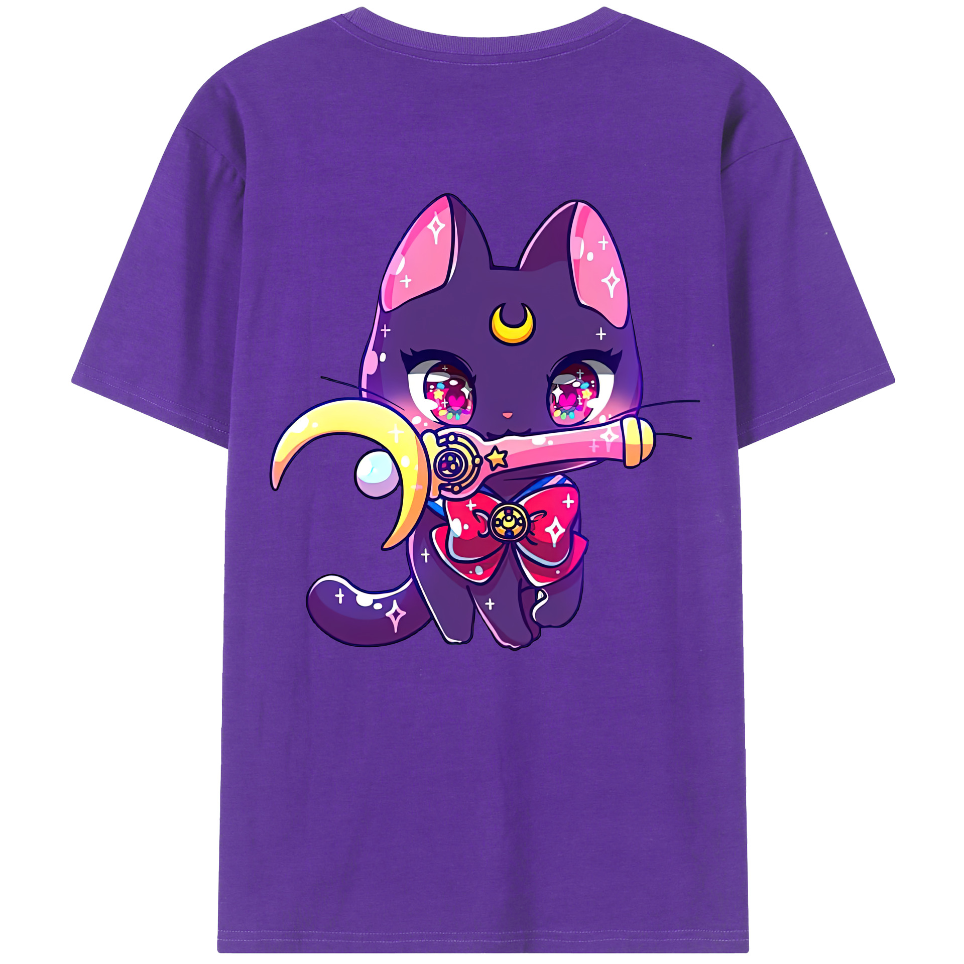 （画像用） 美少女戦士セーラームーン Sailor Moon 綿100％ メンズ半袖Tシャツ（バックプリント） 通気性