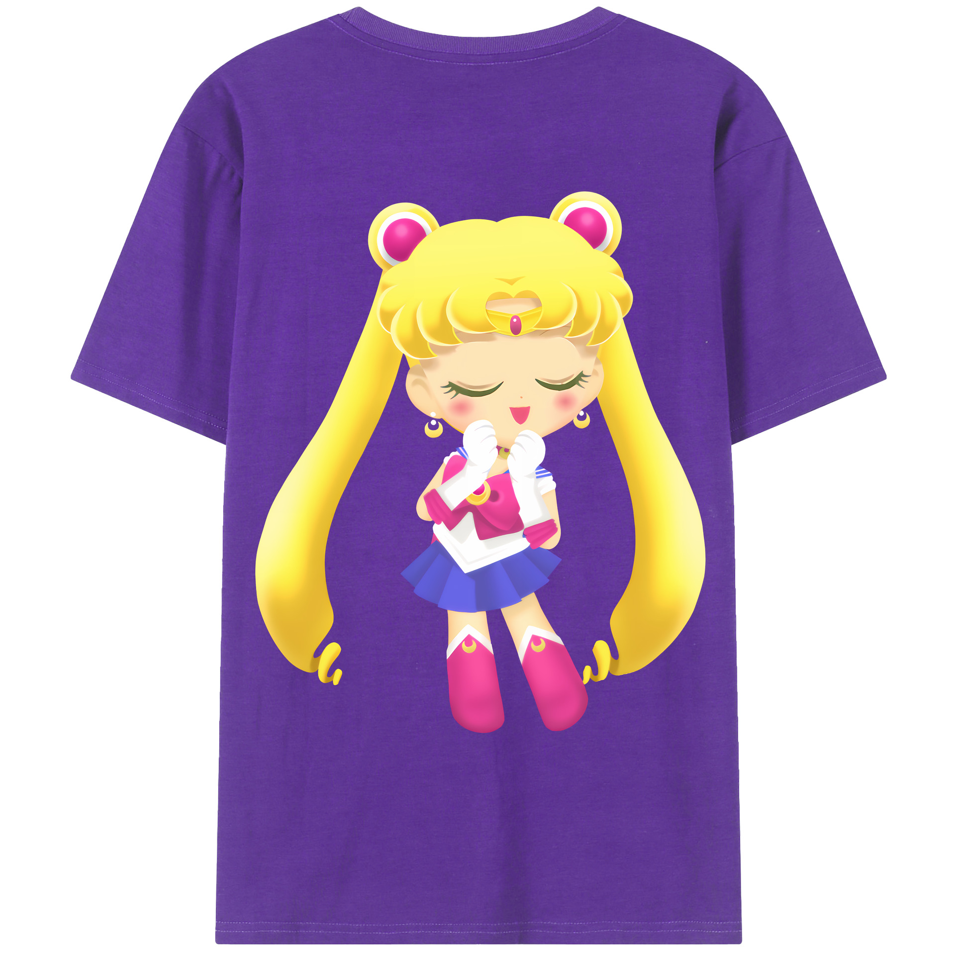 （画像用） 美少女戦士セーラームーン 月野 うさぎ つきの うさぎ Sailor Moon Tsukino Usagi 綿100％ メンズ半袖Tシャツ（バックプリント） 通気性