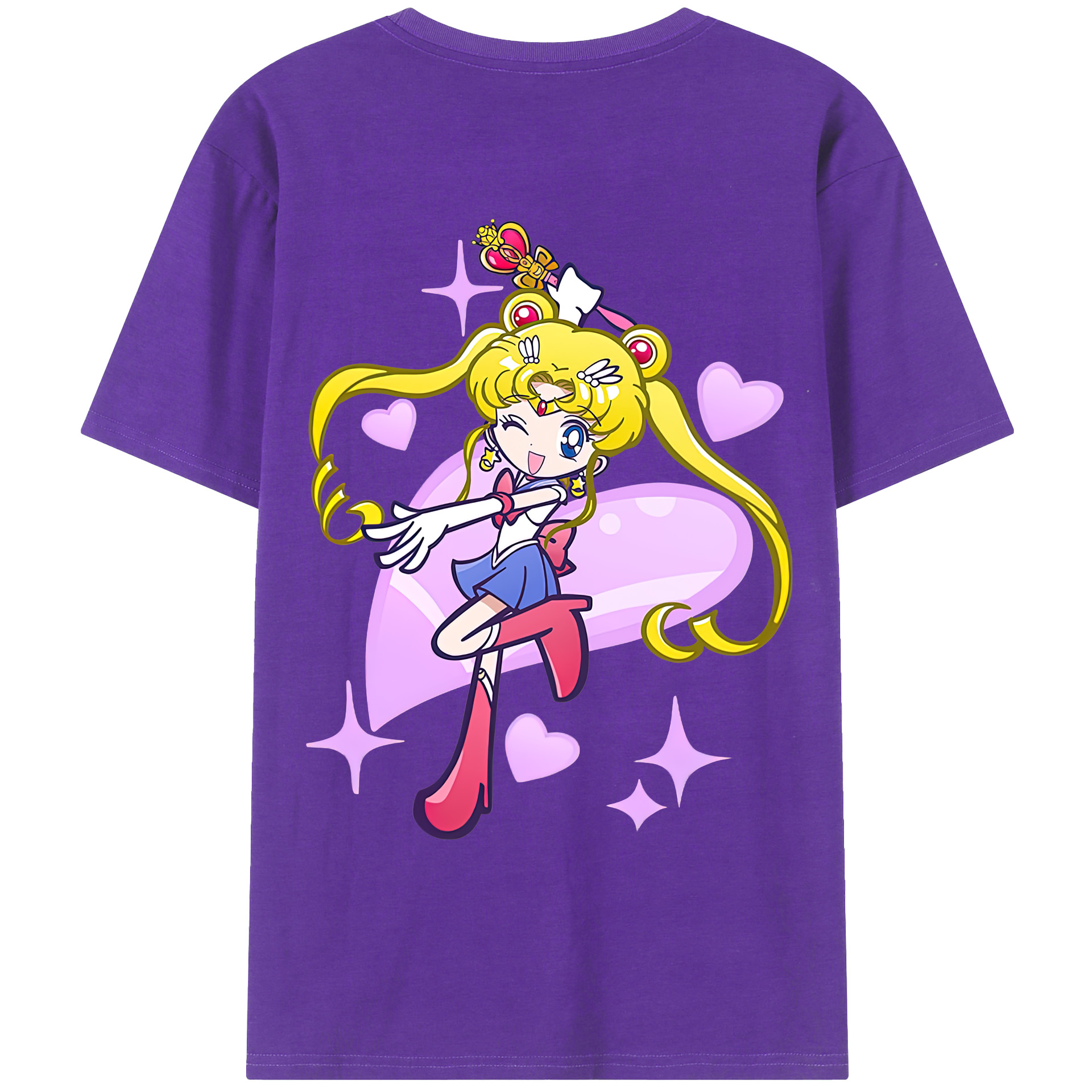 （画像用） 美少女戦士セーラームーン 月野 うさぎ つきの うさぎ Sailor Moon Tsukino Usagi 綿100％ メンズ半袖Tシャツ（バックプリント） 通気性